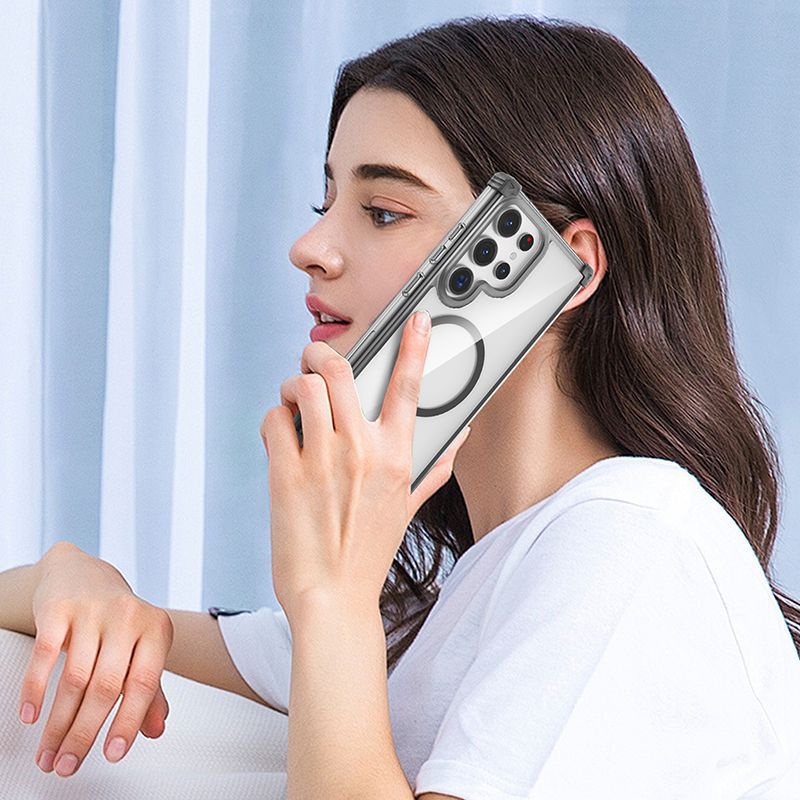 Compatible with Samsung S26 Ultra phone case, S25 edge magnetic charging 24FE transparent S23P drop-proof S22 protective case