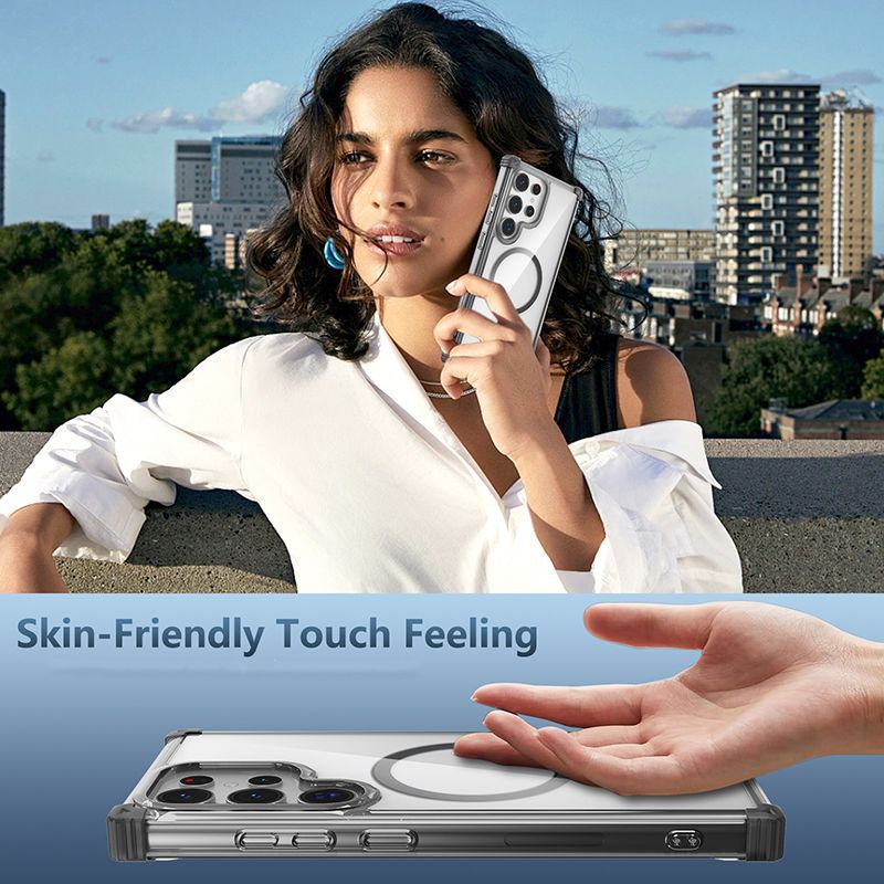 Compatible with Samsung S26 Ultra phone case, S25 edge magnetic charging 24FE transparent S23P drop-proof S22 protective case