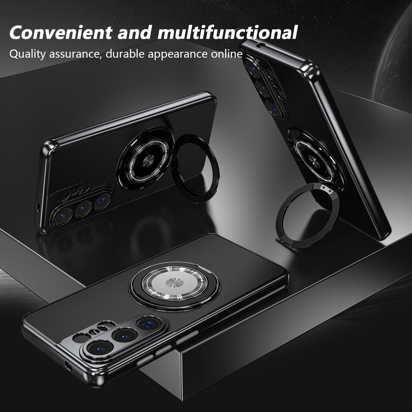 Compatible with Samsung S26 Ultra phone case, magnetic 360° rotating stand, S26 Plus full-coverage drop-proof protective case
