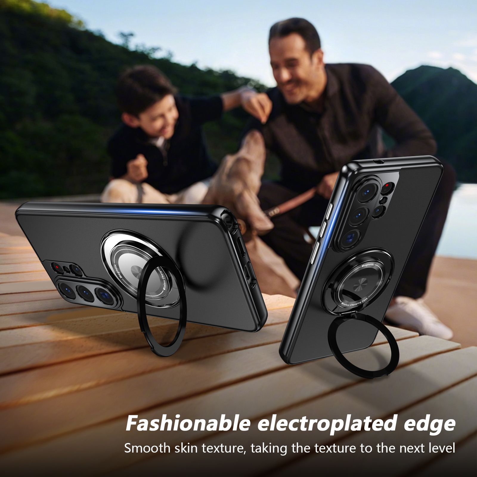 Compatible with Samsung S26 Ultra phone case, magnetic 360° rotating stand, S26 Plus full-coverage drop-proof protective case