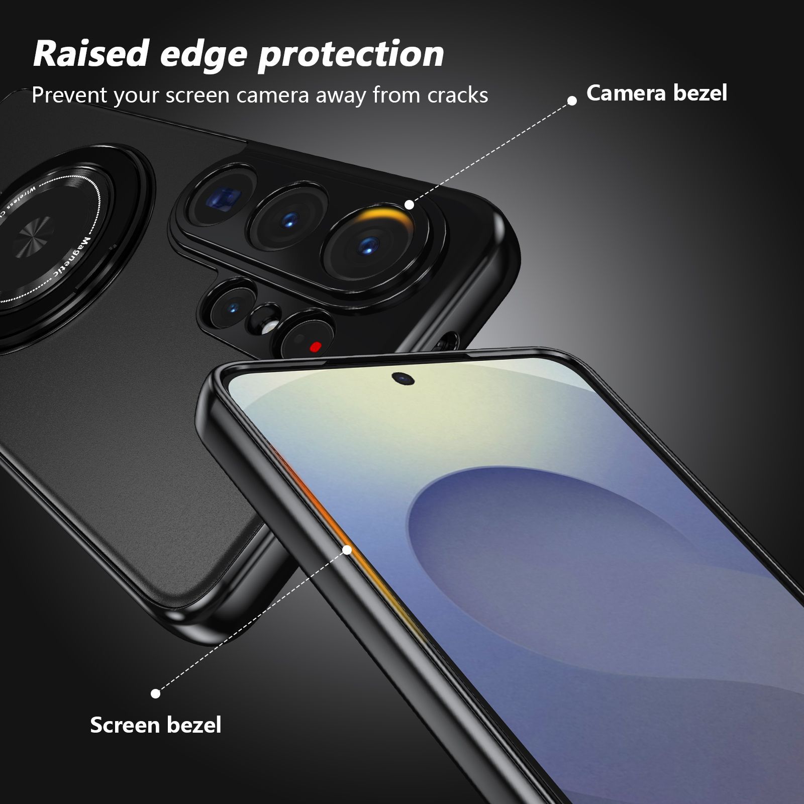 Compatible with Samsung S26 Ultra phone case, magnetic 360° rotating stand, S26 Plus full-coverage drop-proof protective case