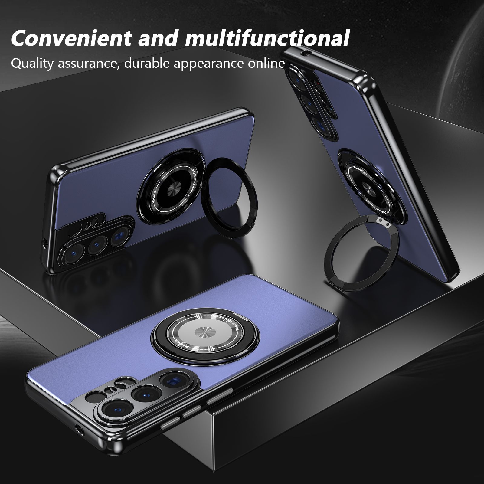 Compatible with Samsung S26 Ultra phone case, magnetic 360° rotating stand, S26 Plus full-coverage drop-proof protective case