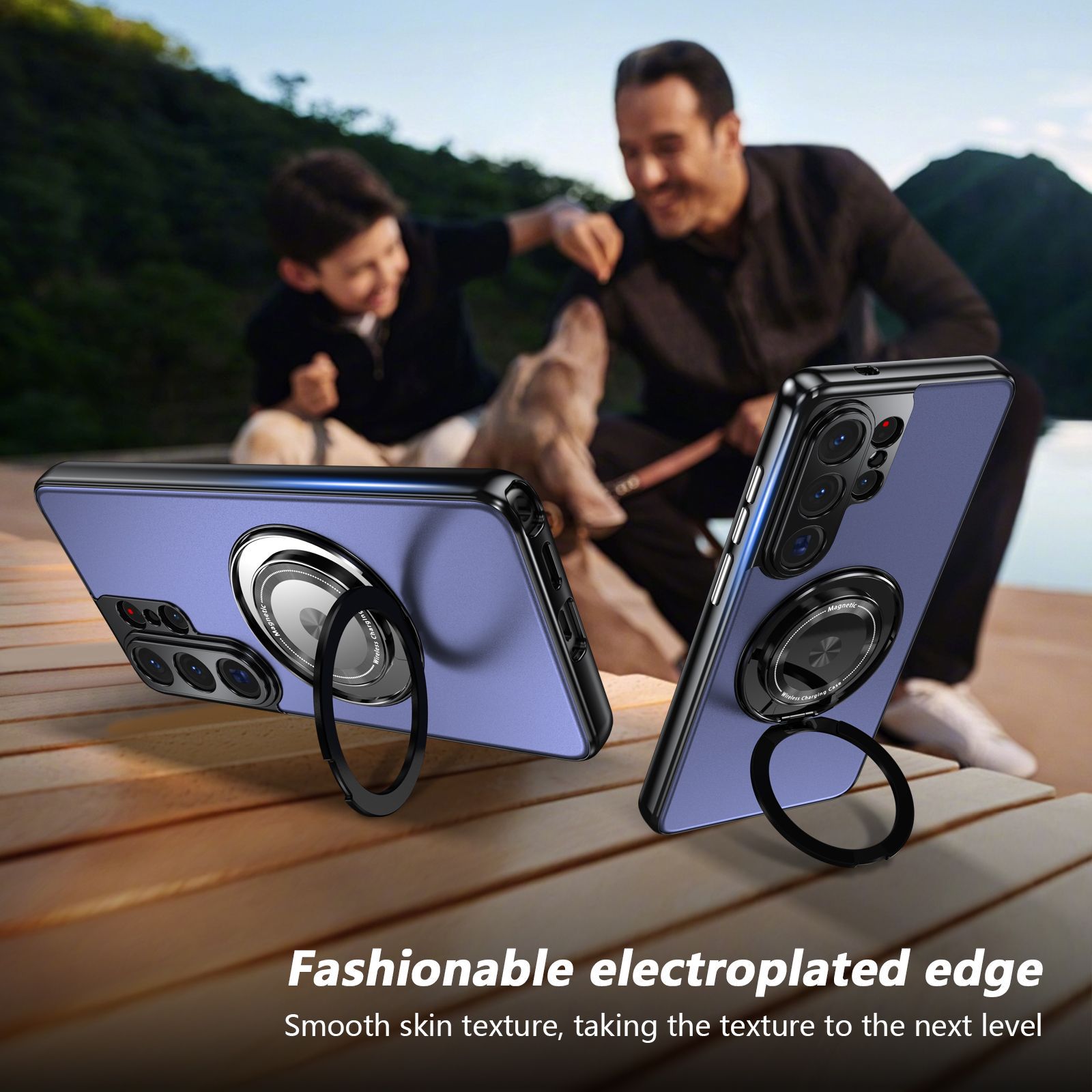 Compatible with Samsung S26 Ultra phone case, magnetic 360° rotating stand, S26 Plus full-coverage drop-proof protective case