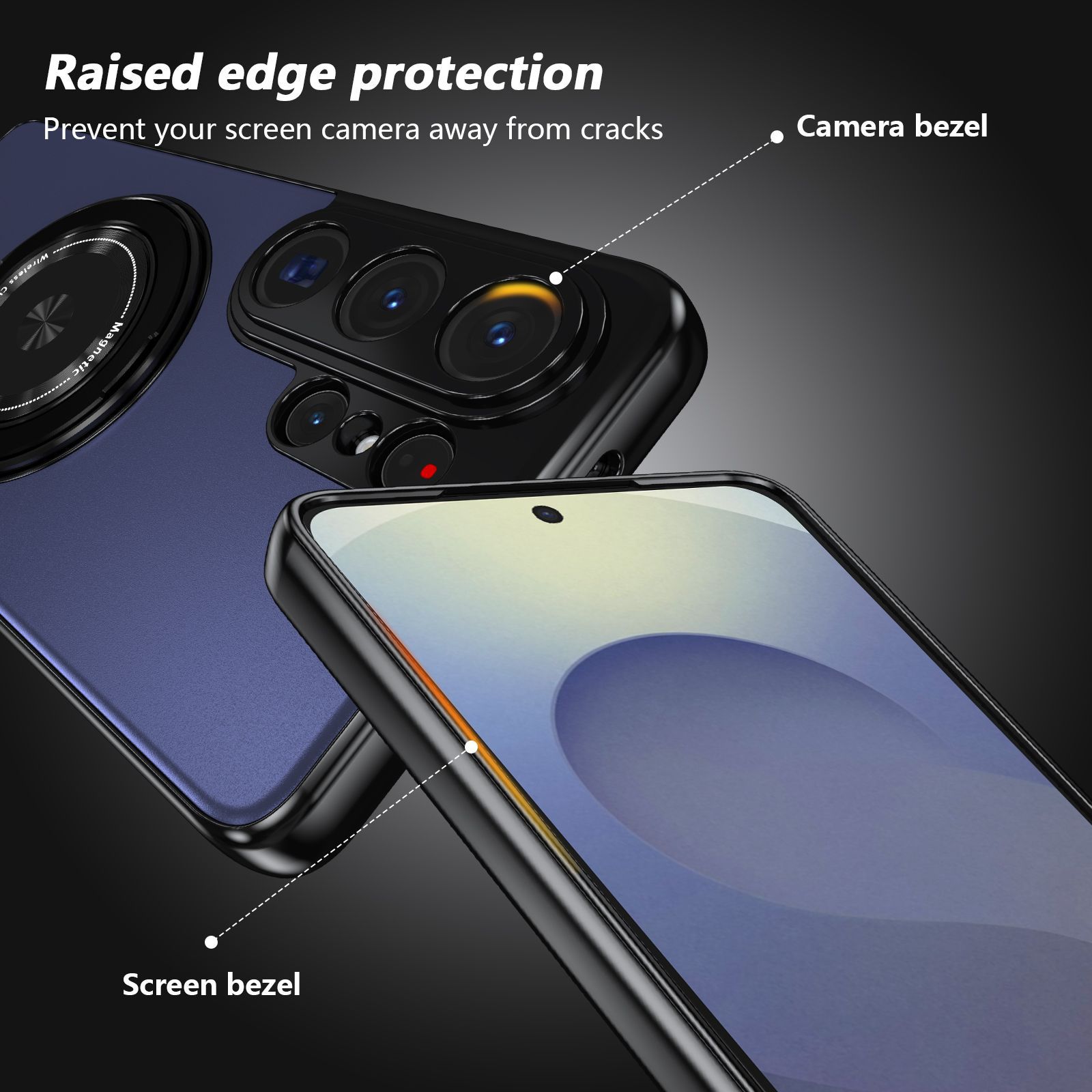 Compatible with Samsung S26 Ultra phone case, magnetic 360° rotating stand, S26 Plus full-coverage drop-proof protective case