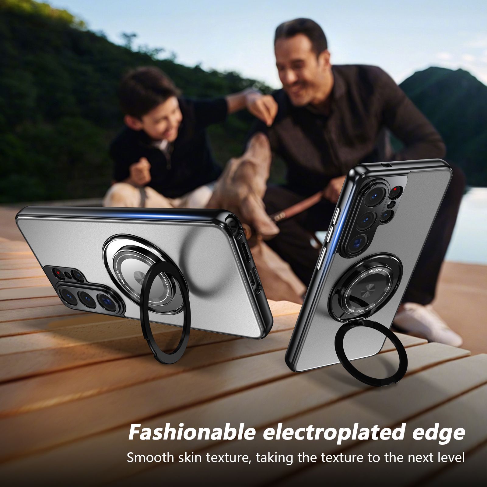 Compatible with Samsung S26 Ultra phone case, magnetic 360° rotating stand, S26 Plus full-coverage drop-proof protective case