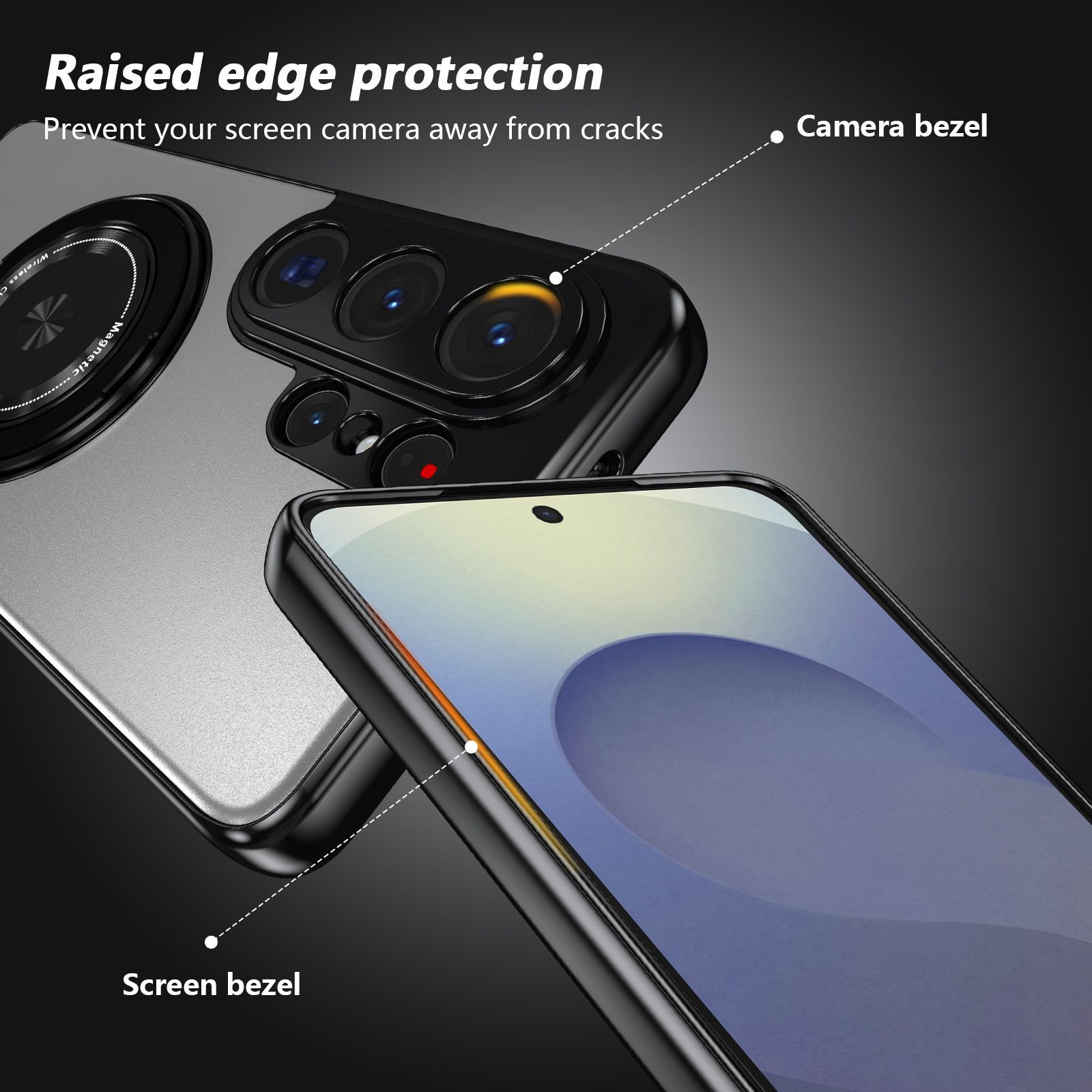 Compatible with Samsung S26 Ultra phone case, magnetic 360° rotating stand, S26 Plus full-coverage drop-proof protective case