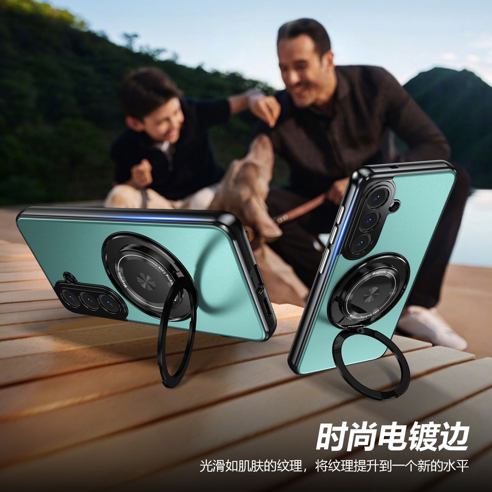Compatible with Samsung S26 Ultra phone case, magnetic 360° rotating stand, S26 Plus full-coverage drop-proof protective case