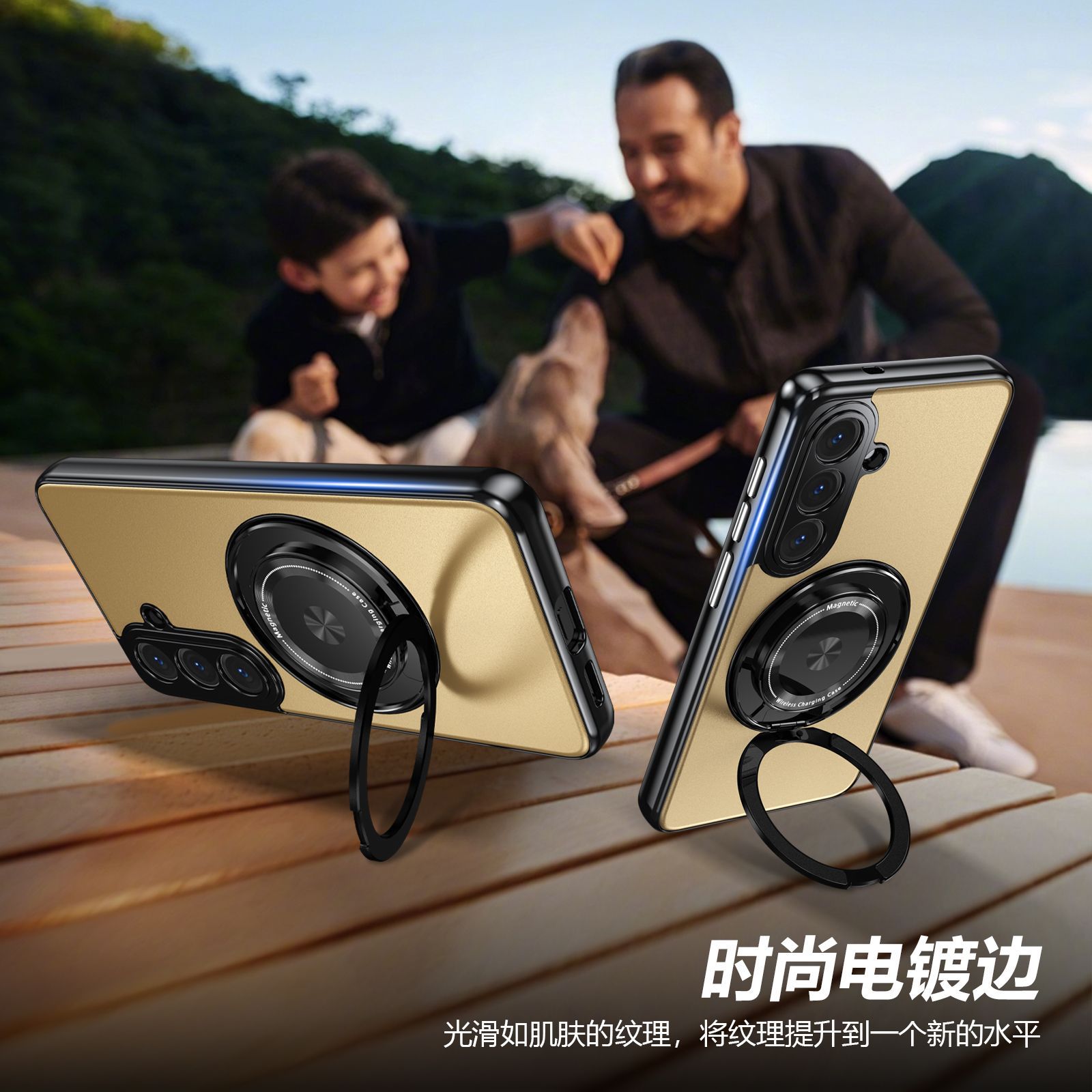 Compatible with Samsung S26 Ultra phone case, magnetic 360° rotating stand, S26 Plus full-coverage drop-proof protective case