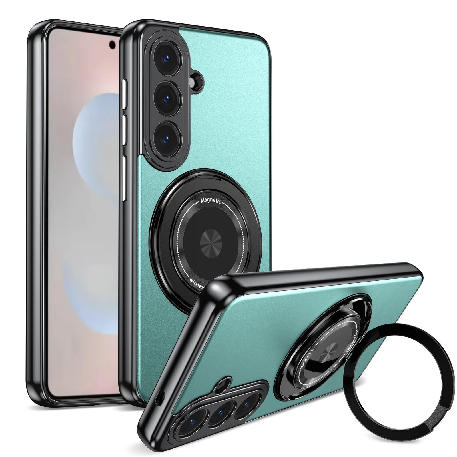 Compatible with Samsung S26 Ultra phone case, magnetic 360° rotating stand, S26 Plus full-coverage drop-proof protective case