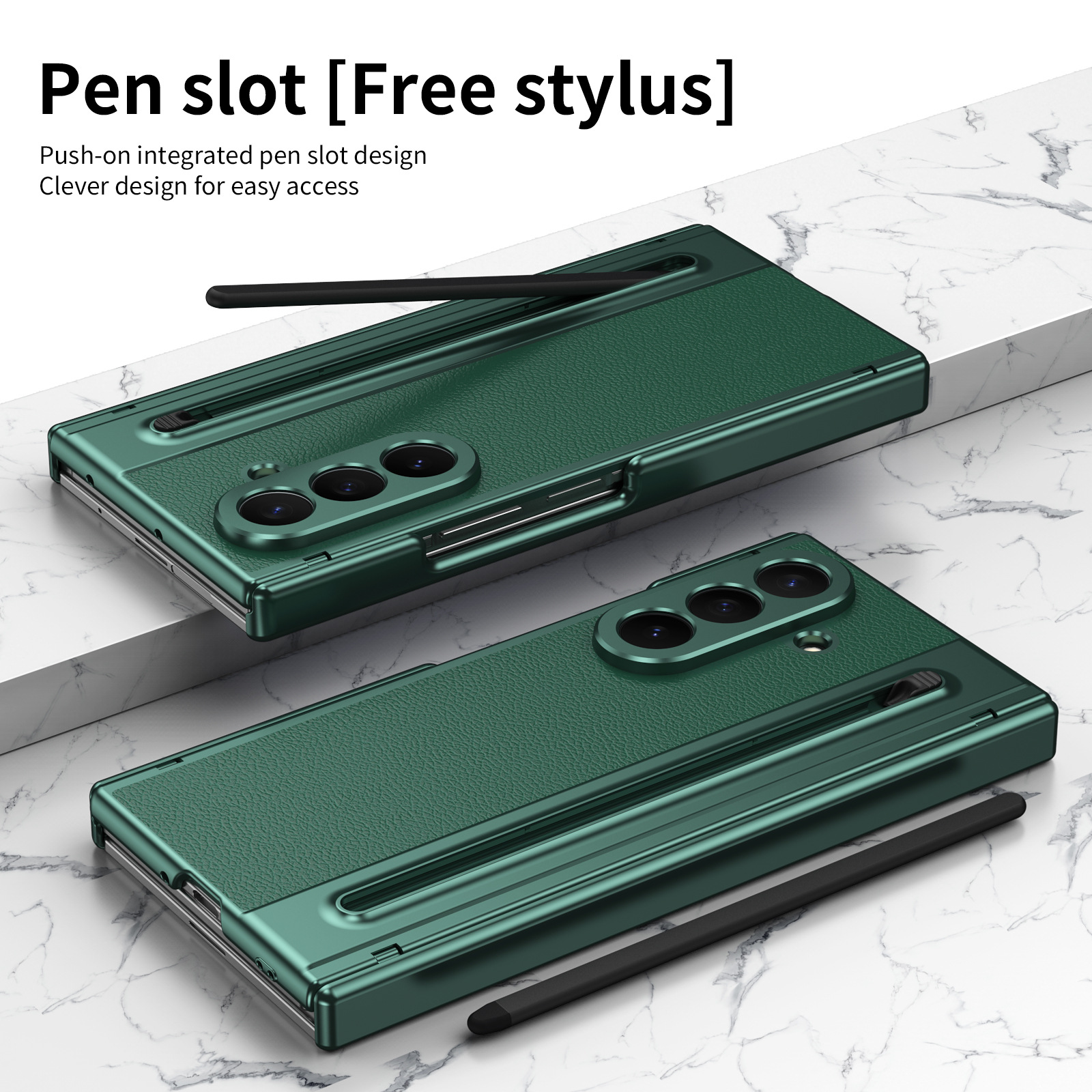 Compatible with Samsung Z TriFold phone case, dual-axis hinge, spring-loaded pen slot, tri-fold shockproof protective case.