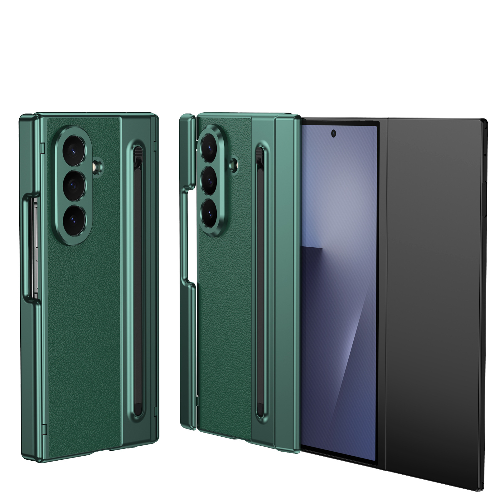 Compatible with Samsung Z TriFold phone case, dual-axis hinge, spring-loaded pen slot, tri-fold shockproof protective case.
