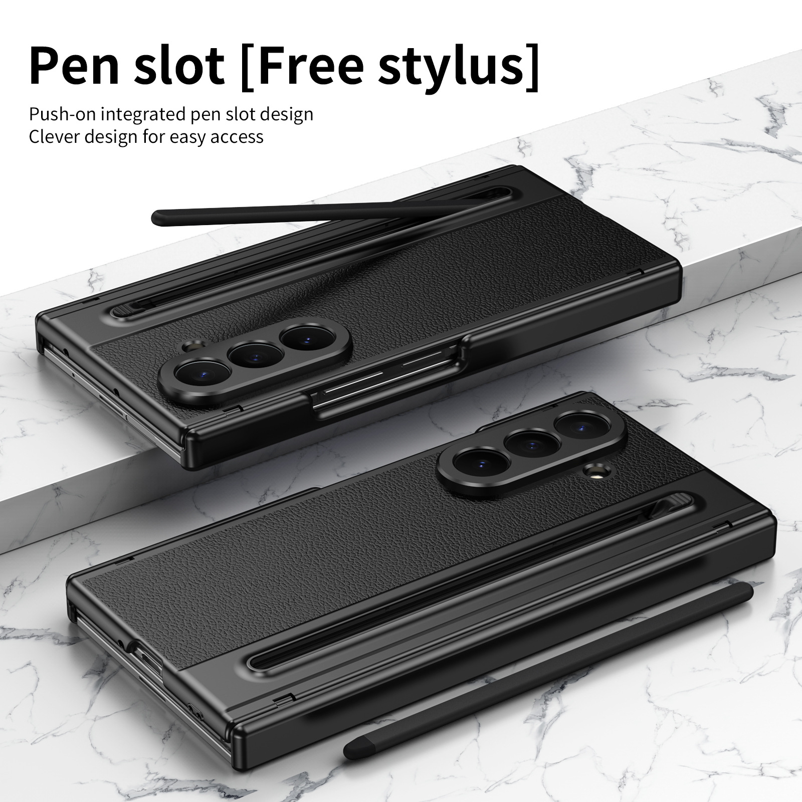Compatible with Samsung Z TriFold phone case, dual-axis hinge, spring-loaded pen slot, tri-fold shockproof protective case.