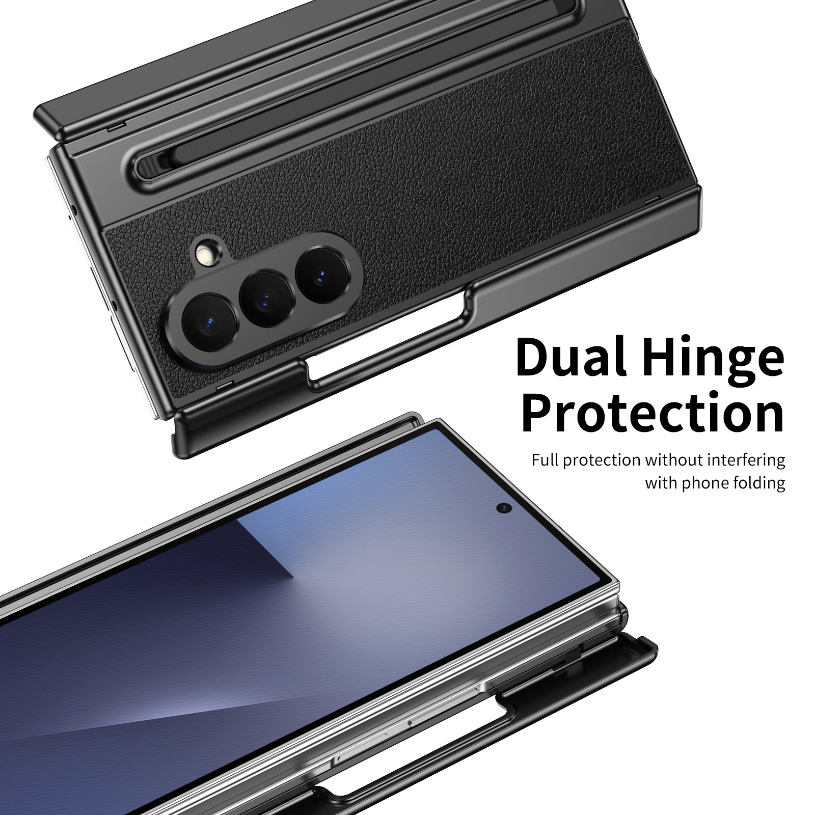 Compatible with Samsung Z TriFold phone case, dual-axis hinge, spring-loaded pen slot, tri-fold shockproof protective case.