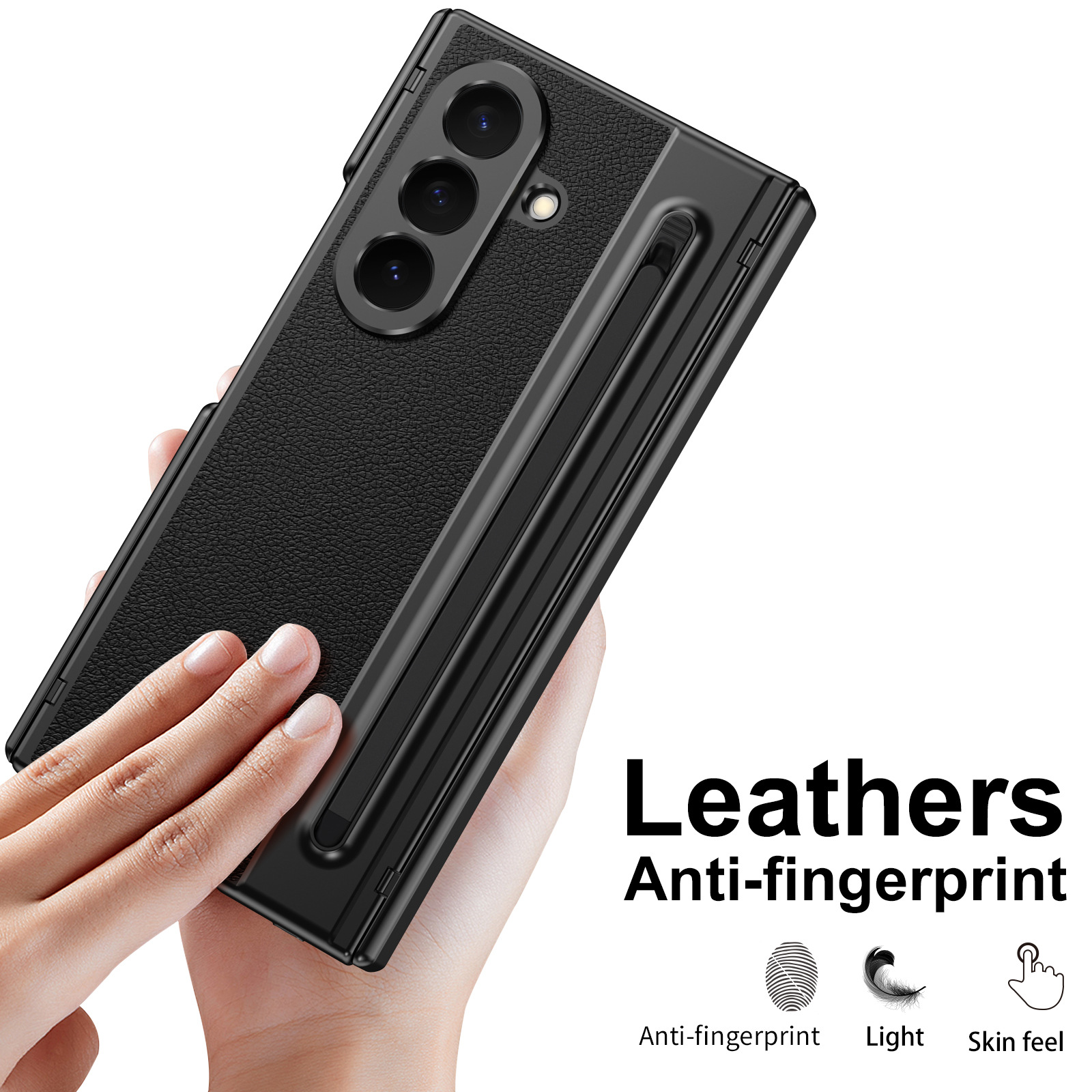 Compatible with Samsung Z TriFold phone case, dual-axis hinge, spring-loaded pen slot, tri-fold shockproof protective case.