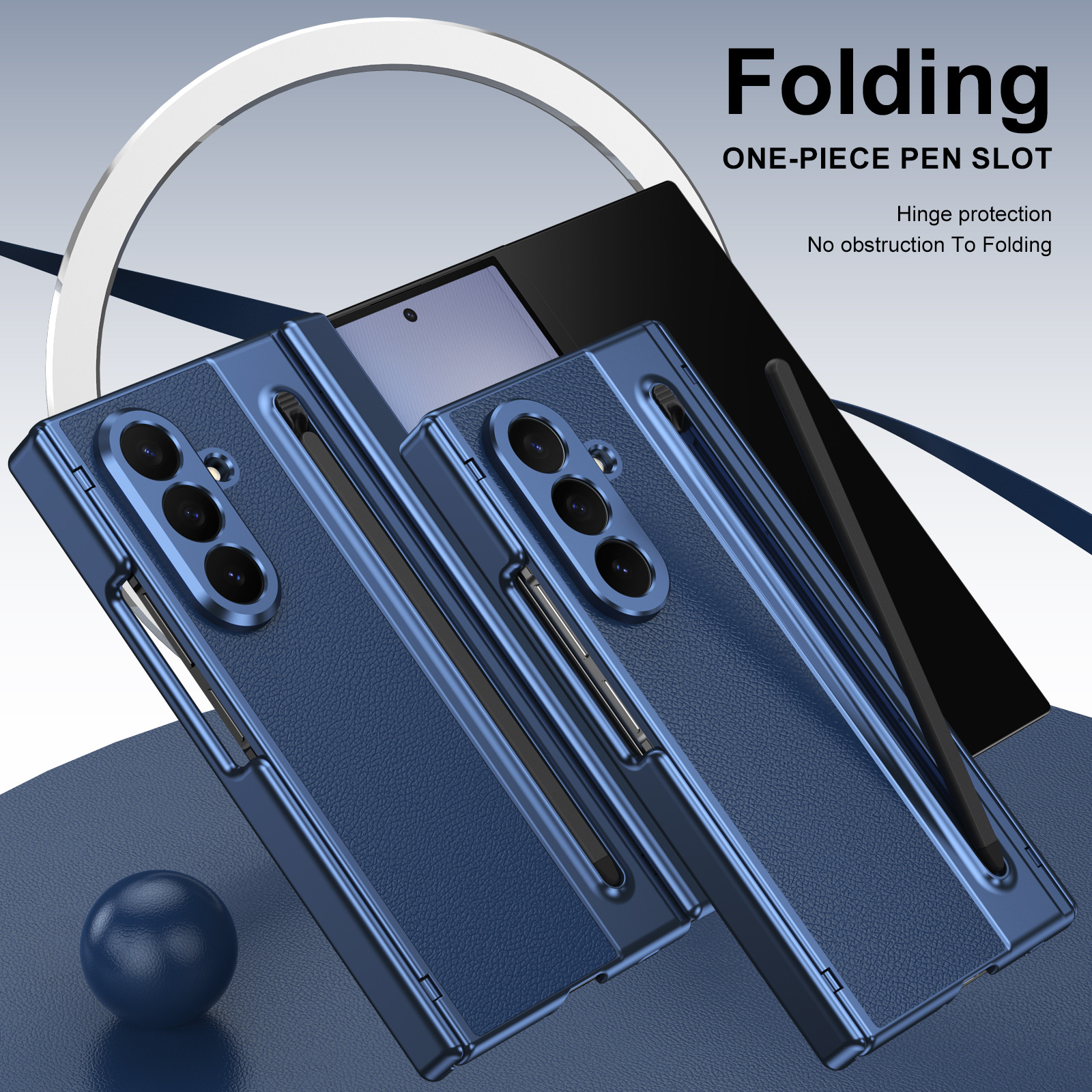 Compatible with Samsung Z TriFold phone case, dual-axis hinge, spring-loaded pen slot, tri-fold shockproof protective case.