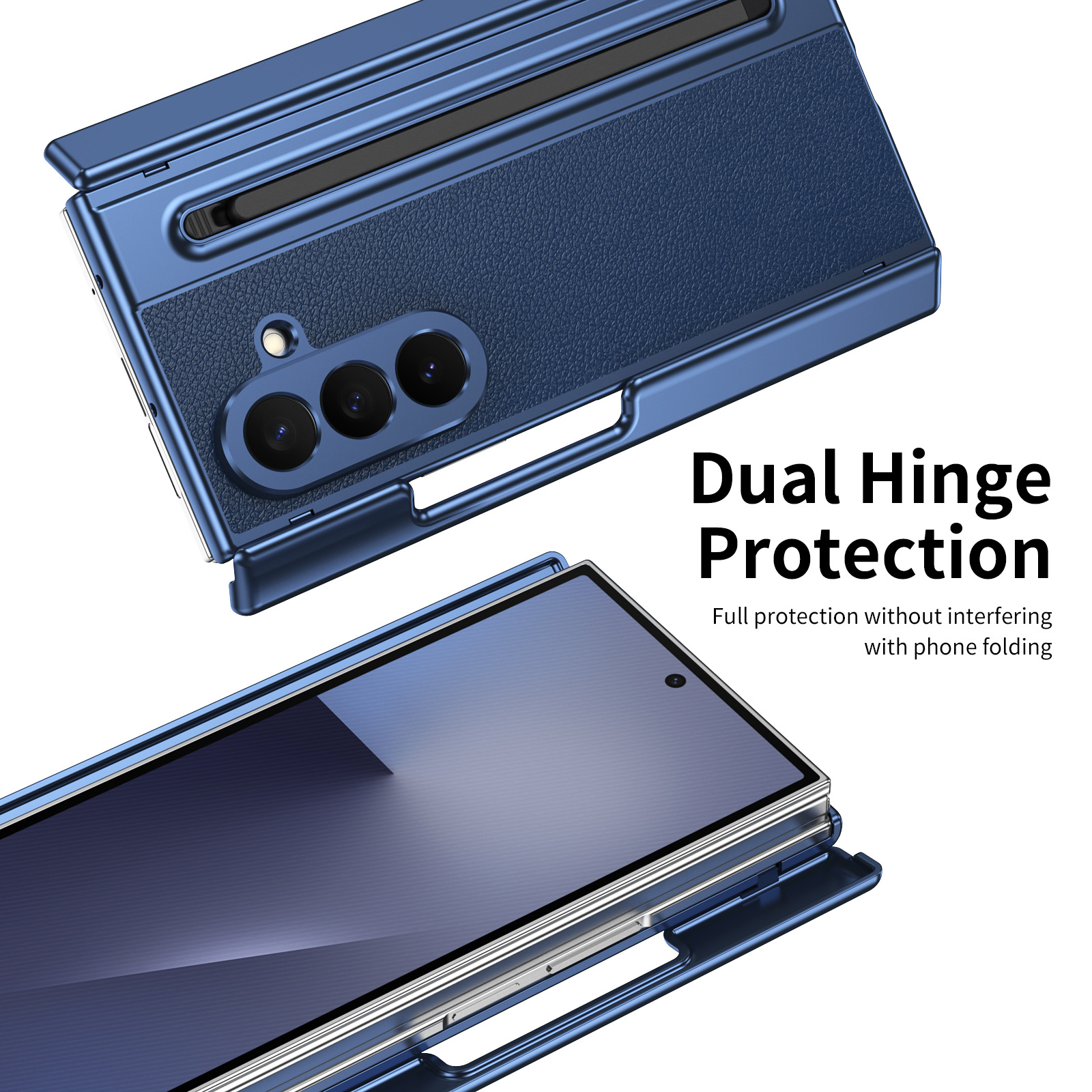 Compatible with Samsung Z TriFold phone case, dual-axis hinge, spring-loaded pen slot, tri-fold shockproof protective case.