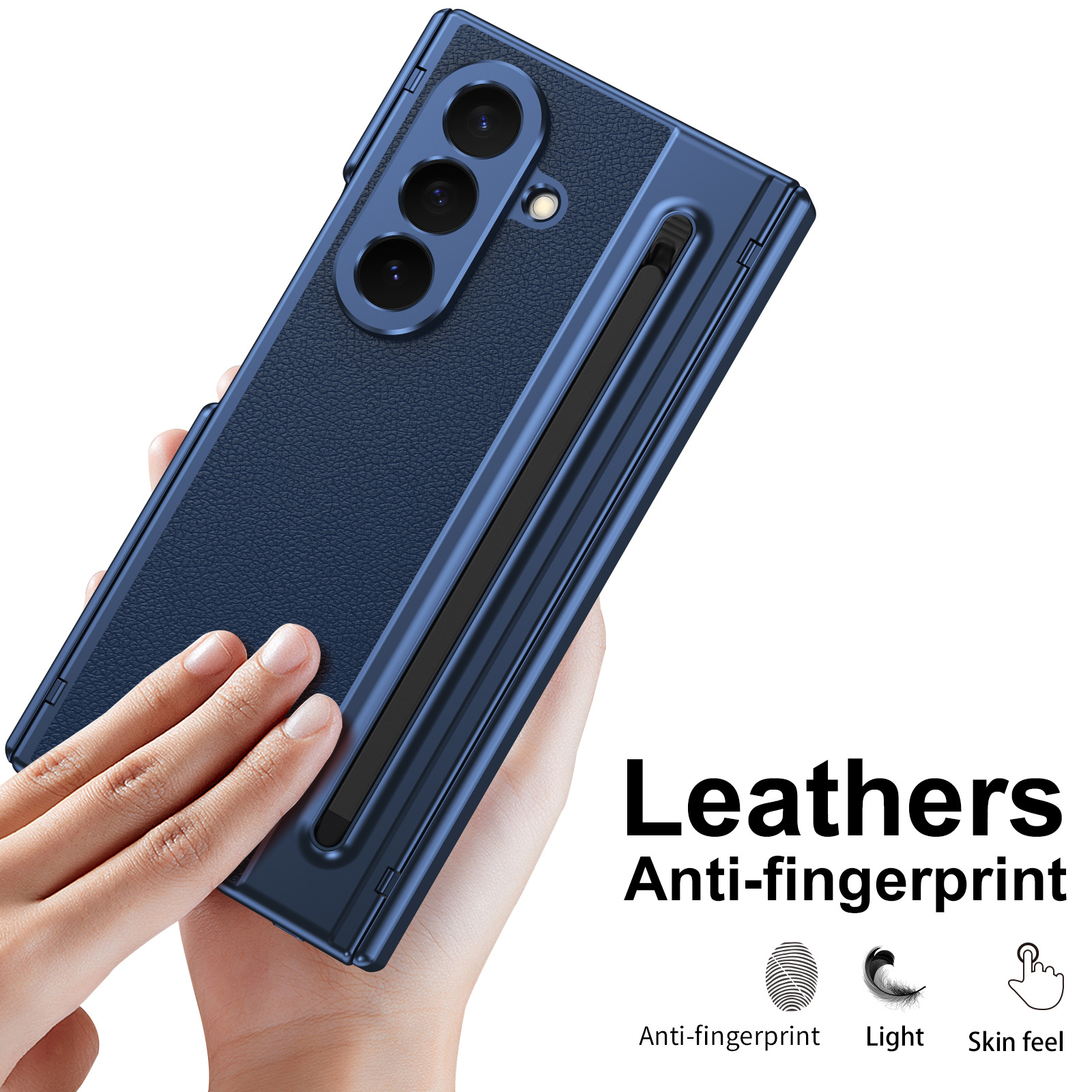 Compatible with Samsung Z TriFold phone case, dual-axis hinge, spring-loaded pen slot, tri-fold shockproof protective case.