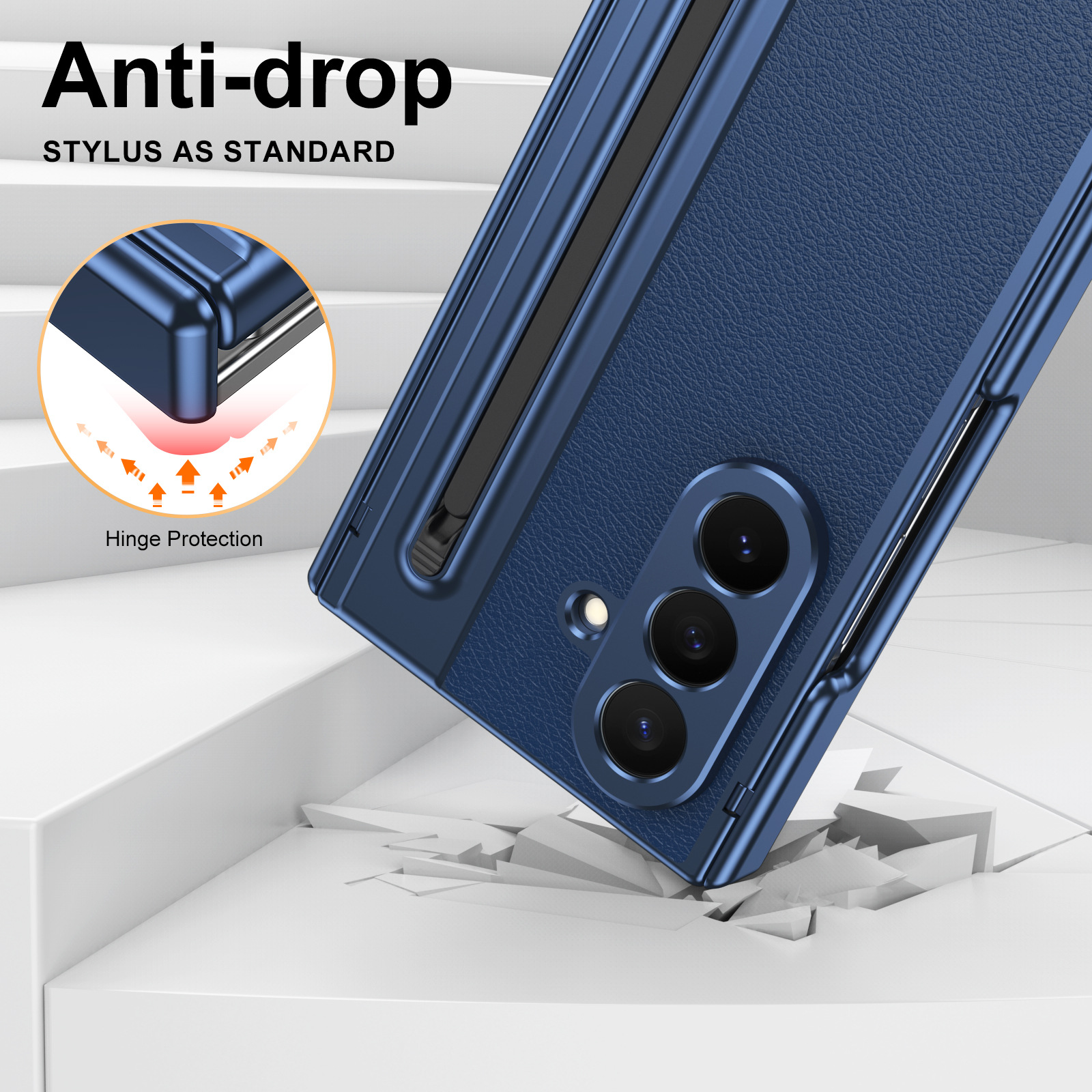 Compatible with Samsung Z TriFold phone case, dual-axis hinge, spring-loaded pen slot, tri-fold shockproof protective case.