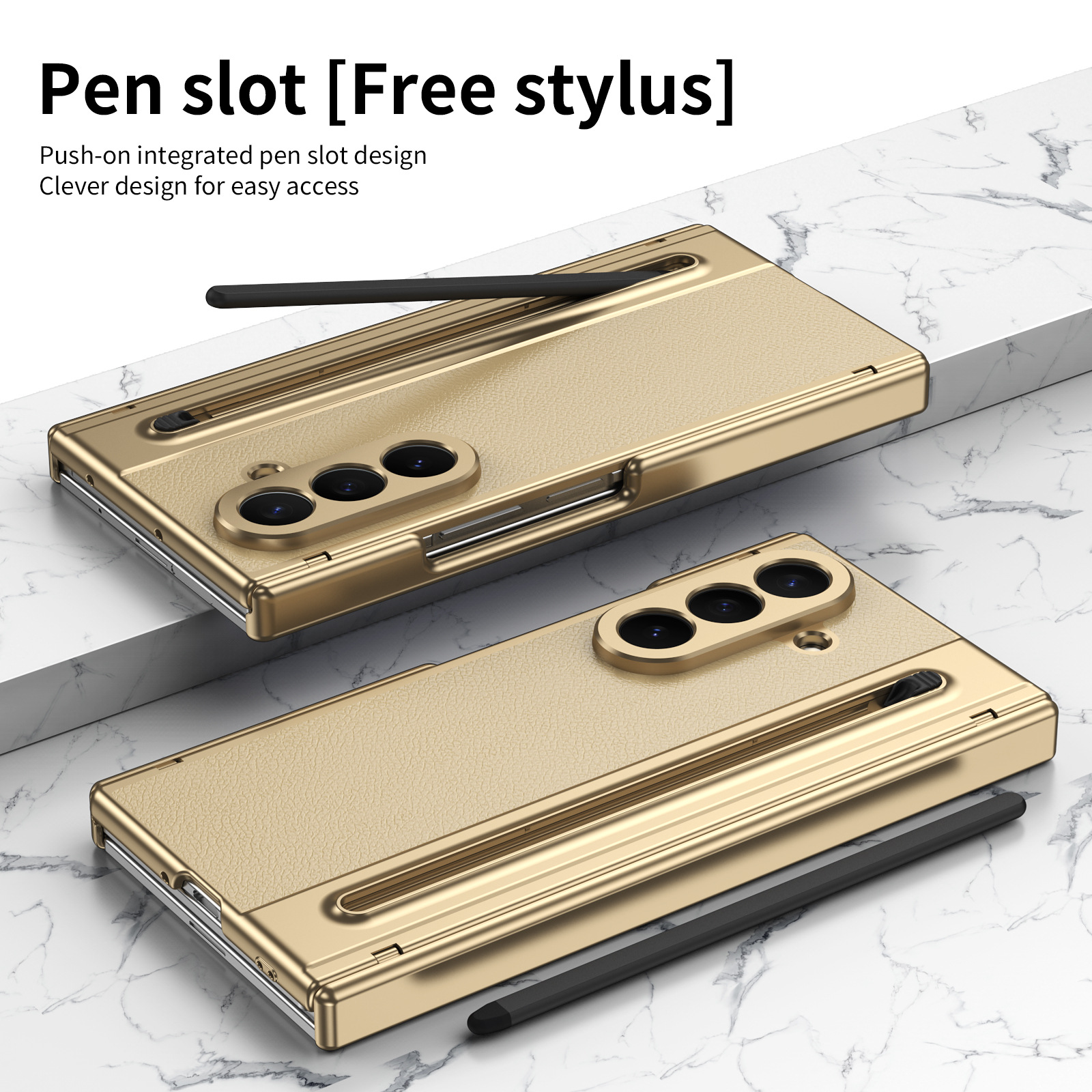 Compatible with Samsung Z TriFold phone case, dual-axis hinge, spring-loaded pen slot, tri-fold shockproof protective case.