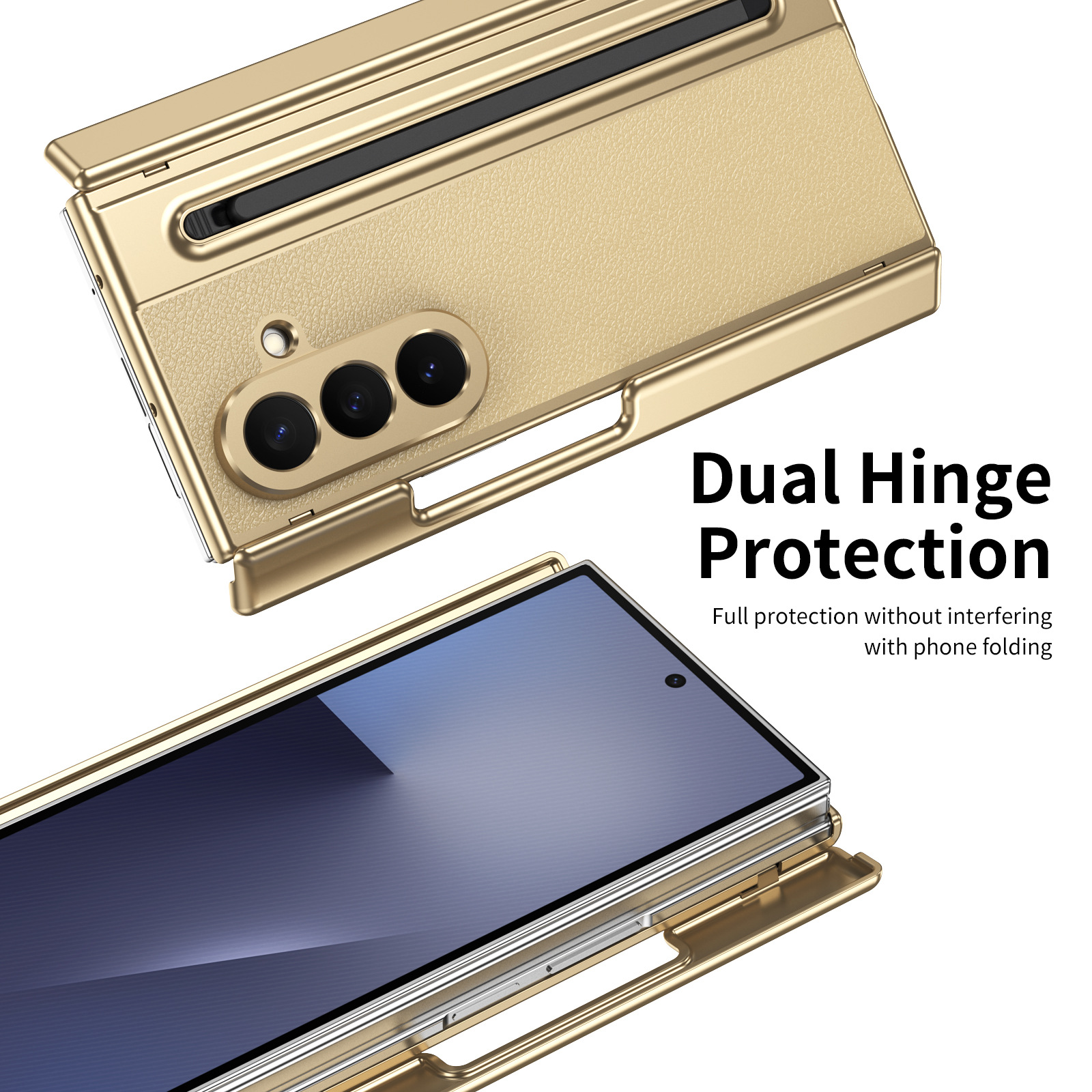 Compatible with Samsung Z TriFold phone case, dual-axis hinge, spring-loaded pen slot, tri-fold shockproof protective case.