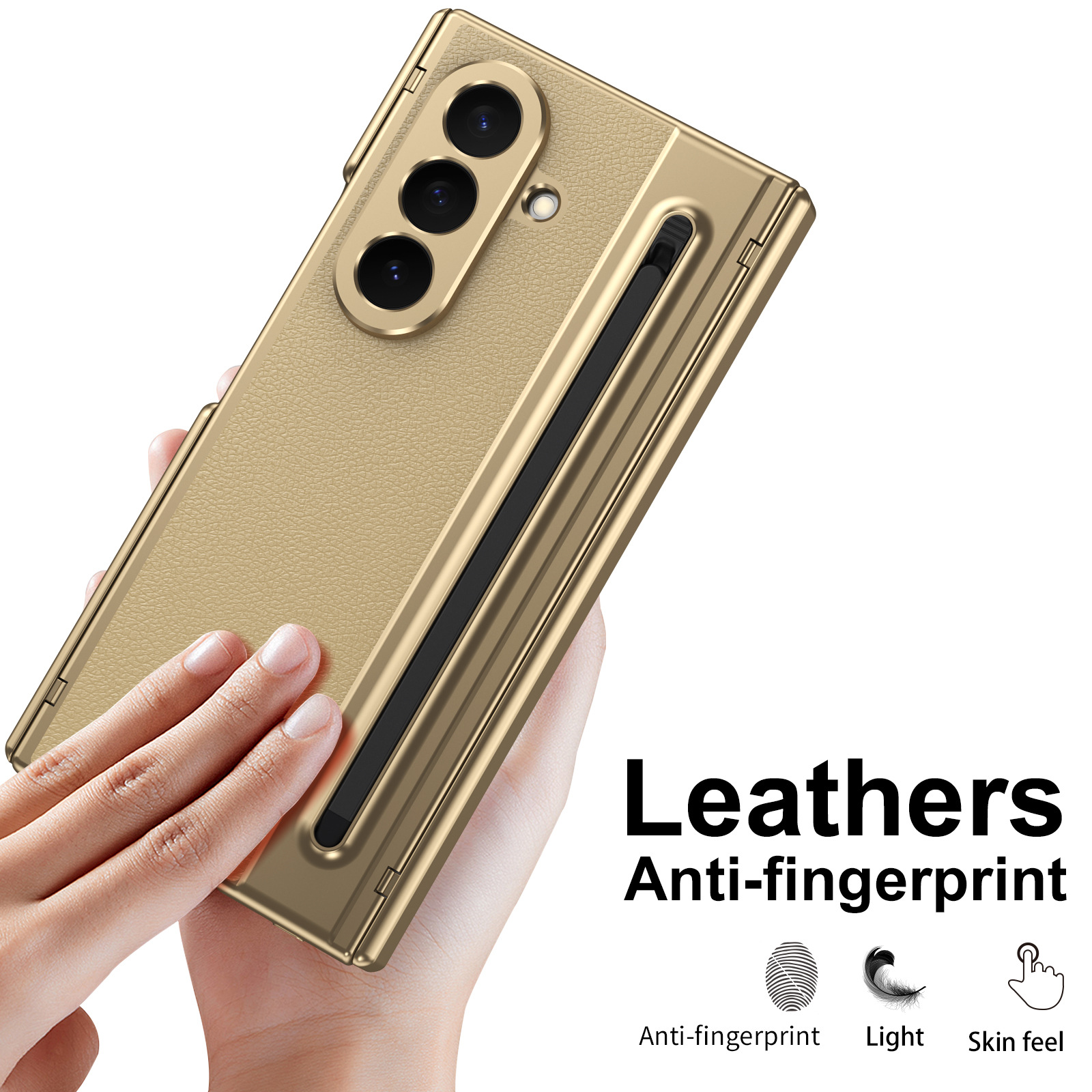 Compatible with Samsung Z TriFold phone case, dual-axis hinge, spring-loaded pen slot, tri-fold shockproof protective case.
