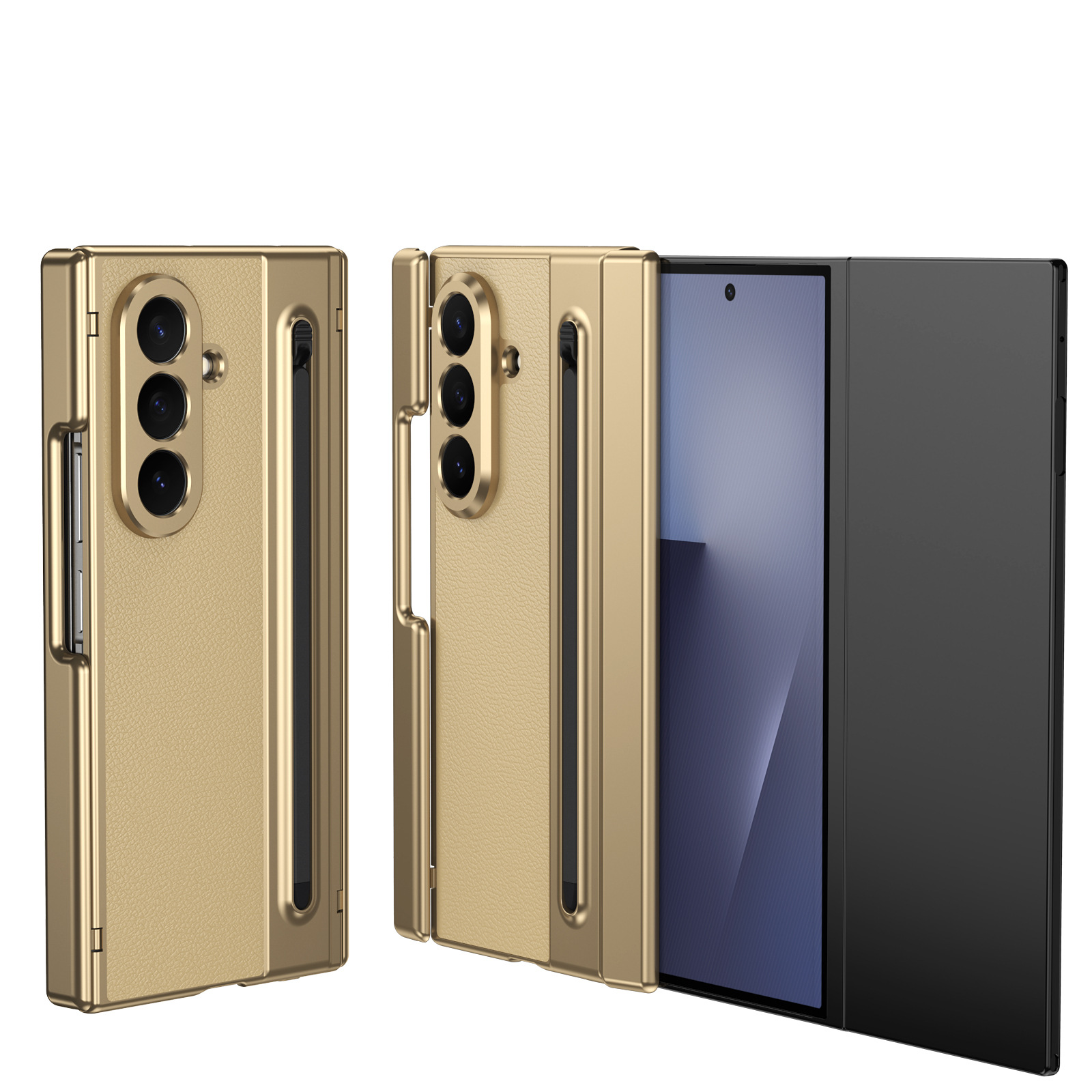 Compatible with Samsung Z TriFold phone case, dual-axis hinge, spring-loaded pen slot, tri-fold shockproof protective case.