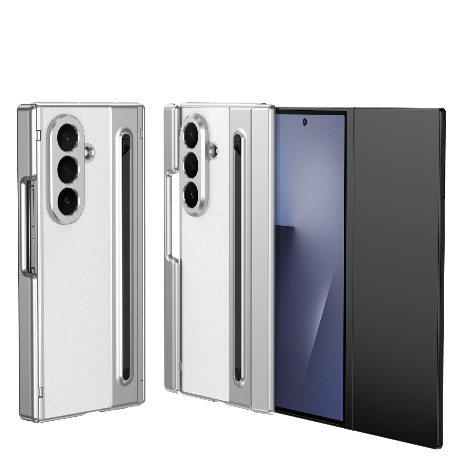 Compatible with Samsung Z TriFold phone case, dual-axis hinge, spring-loaded pen slot, tri-fold shockproof protective case.