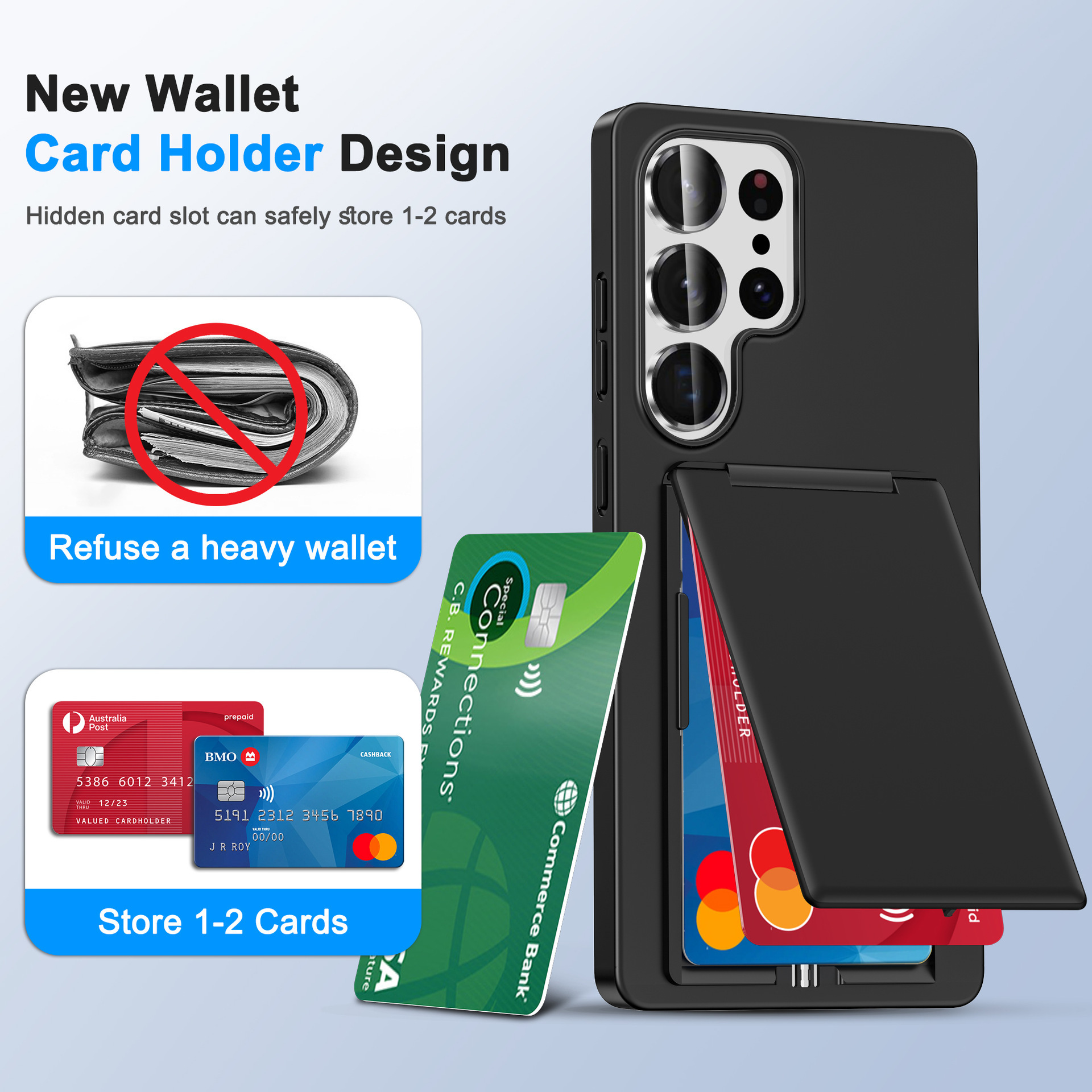 Compatible with Samsung S26 Ultra phone case, S25E card holder, S24P business card slot, and S23U drop-proof protective case.
