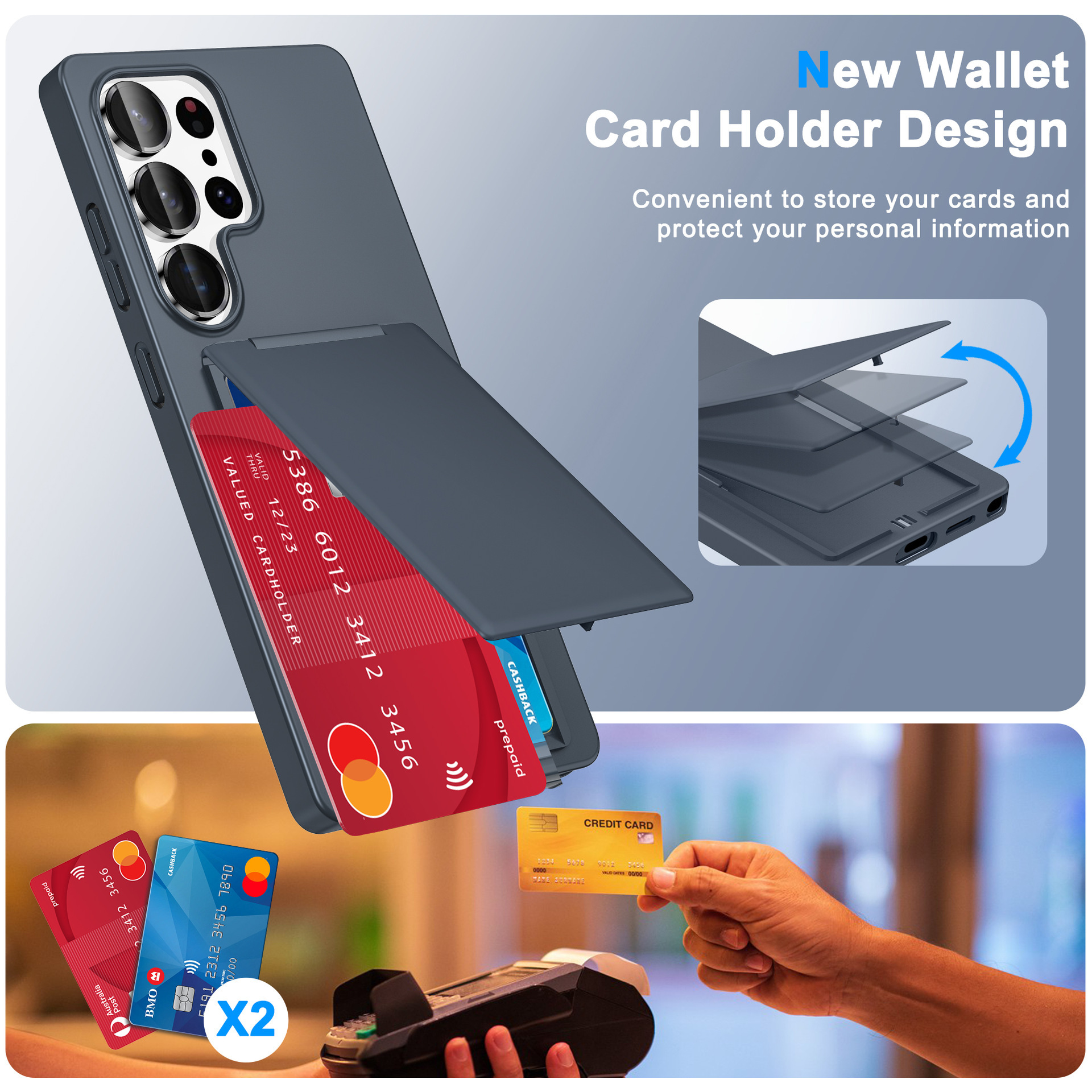 Compatible with Samsung S26 Ultra phone case, S25E card holder, S24P business card slot, and S23U drop-proof protective case.