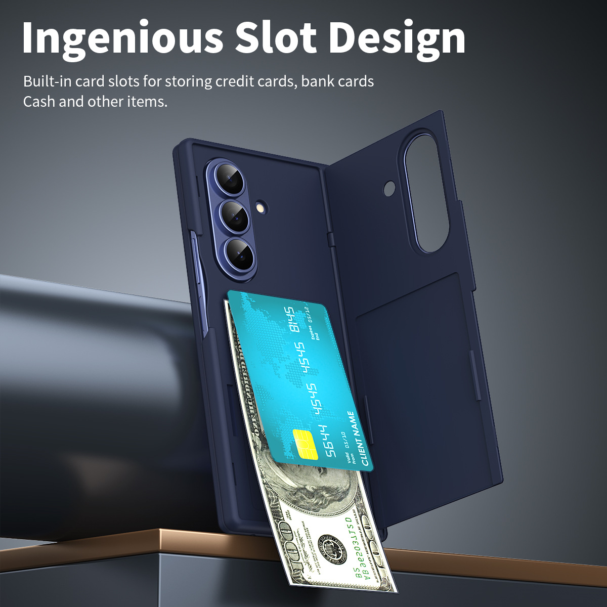 TriFold flip case for Samsung Z Fold8/7, SIM card holder, full-coverage folding protective case.