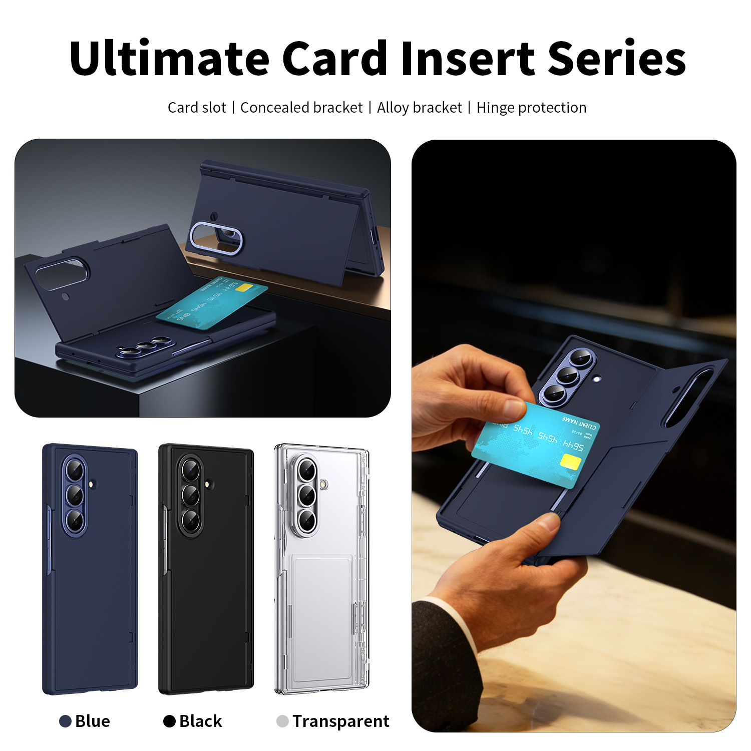 TriFold flip case for Samsung Z Fold8/7, SIM card holder, full-coverage folding protective case.