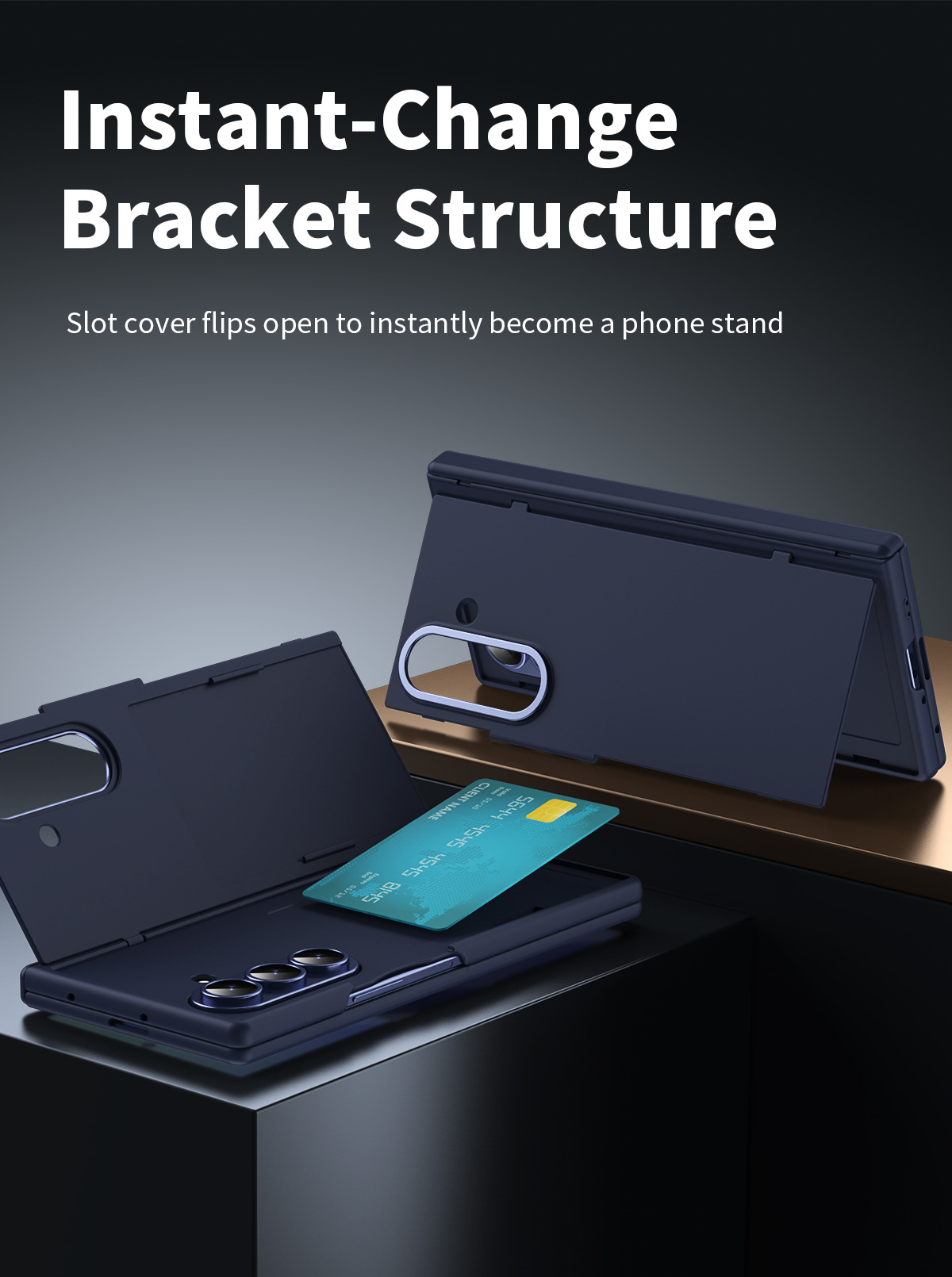 TriFold flip case for Samsung Z Fold8/7, SIM card holder, full-coverage folding protective case.
