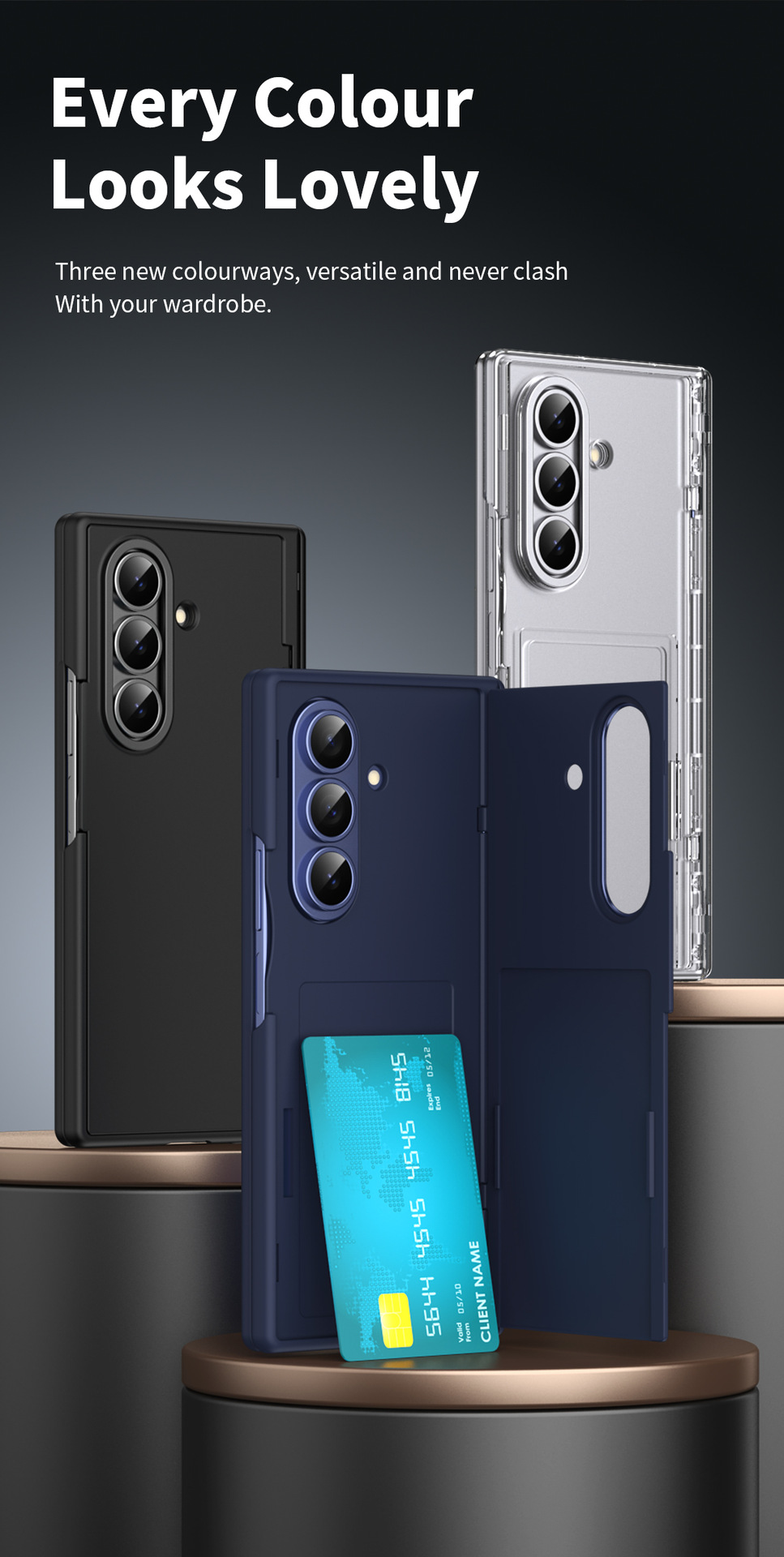 TriFold flip case for Samsung Z Fold8/7, SIM card holder, full-coverage folding protective case.