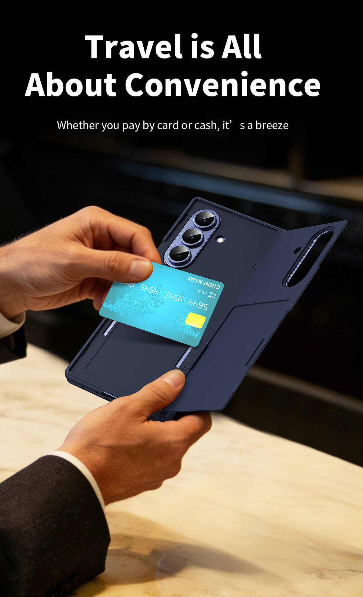 TriFold flip case for Samsung Z Fold8/7, SIM card holder, full-coverage folding protective case.