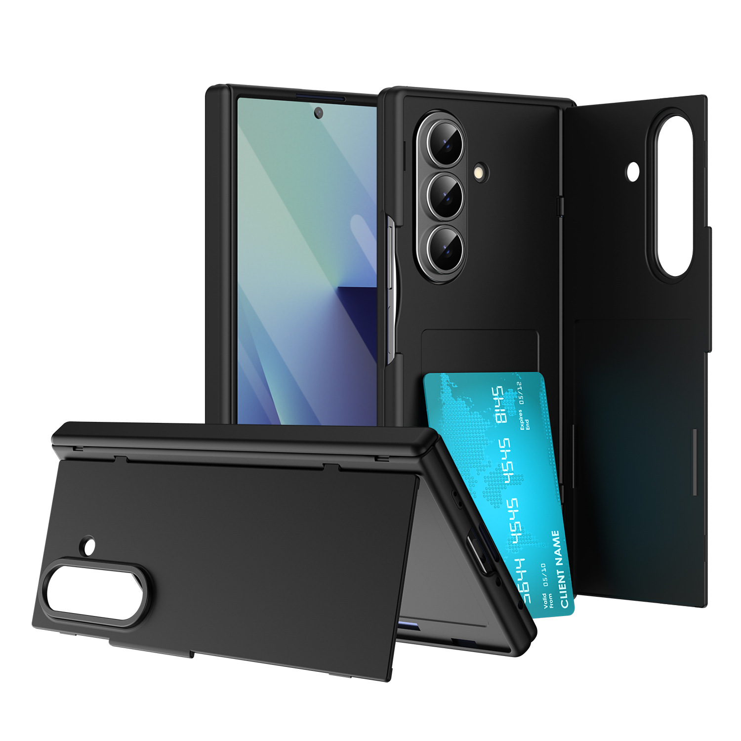 TriFold flip case for Samsung Z Fold8/7, SIM card holder, full-coverage folding protective case.