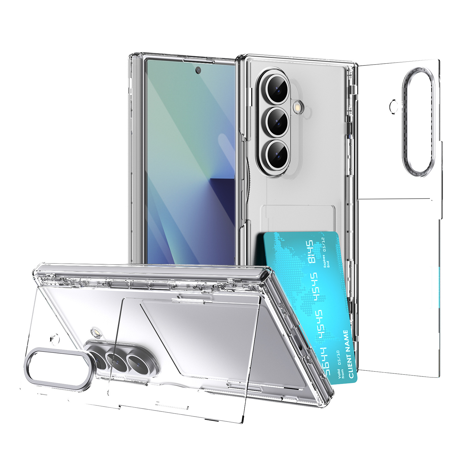 TriFold flip case for Samsung Z Fold8/7, SIM card holder, full-coverage folding protective case.