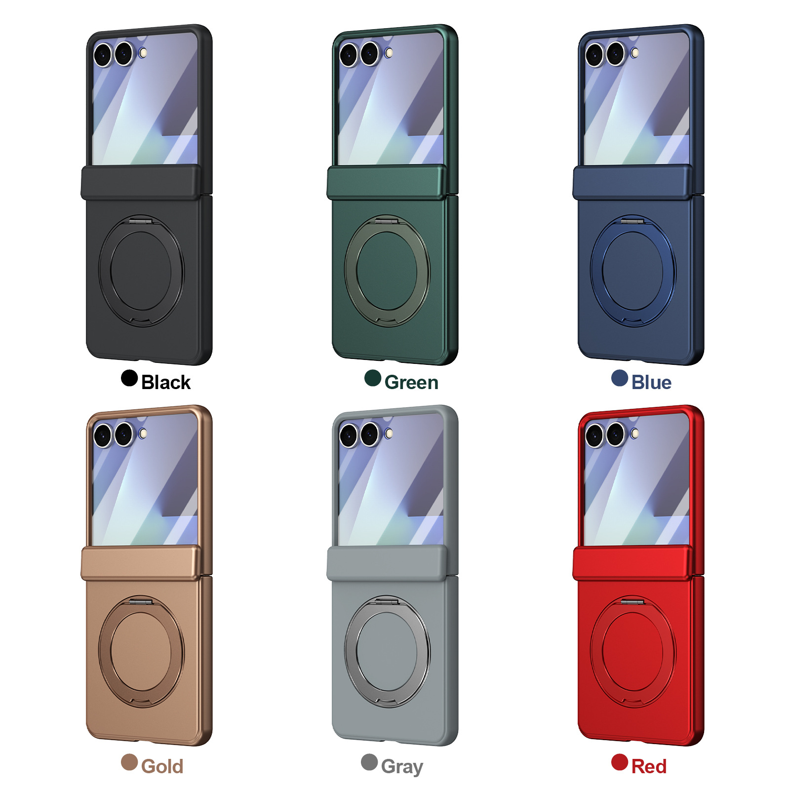 Compatible with Samsung Z Flip 8/7 phone case, 6/5 wireless charging, magnetic 360° rotating stand, case, screen protector, hinge, full coverage.
