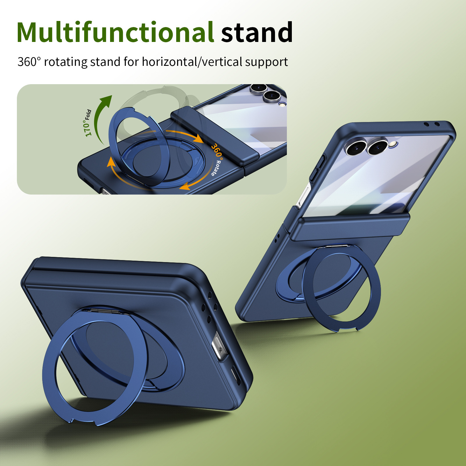 Compatible with Samsung Z Flip 8/7 phone case, 6/5 wireless charging, magnetic 360° rotating stand, case, screen protector, hinge, full coverage.