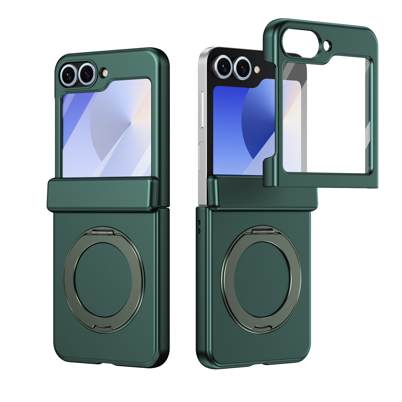 Compatible with Samsung Z Flip 8/7 phone case, 6/5 wireless charging, magnetic 360° rotating stand, case, screen protector, hinge, full coverage.