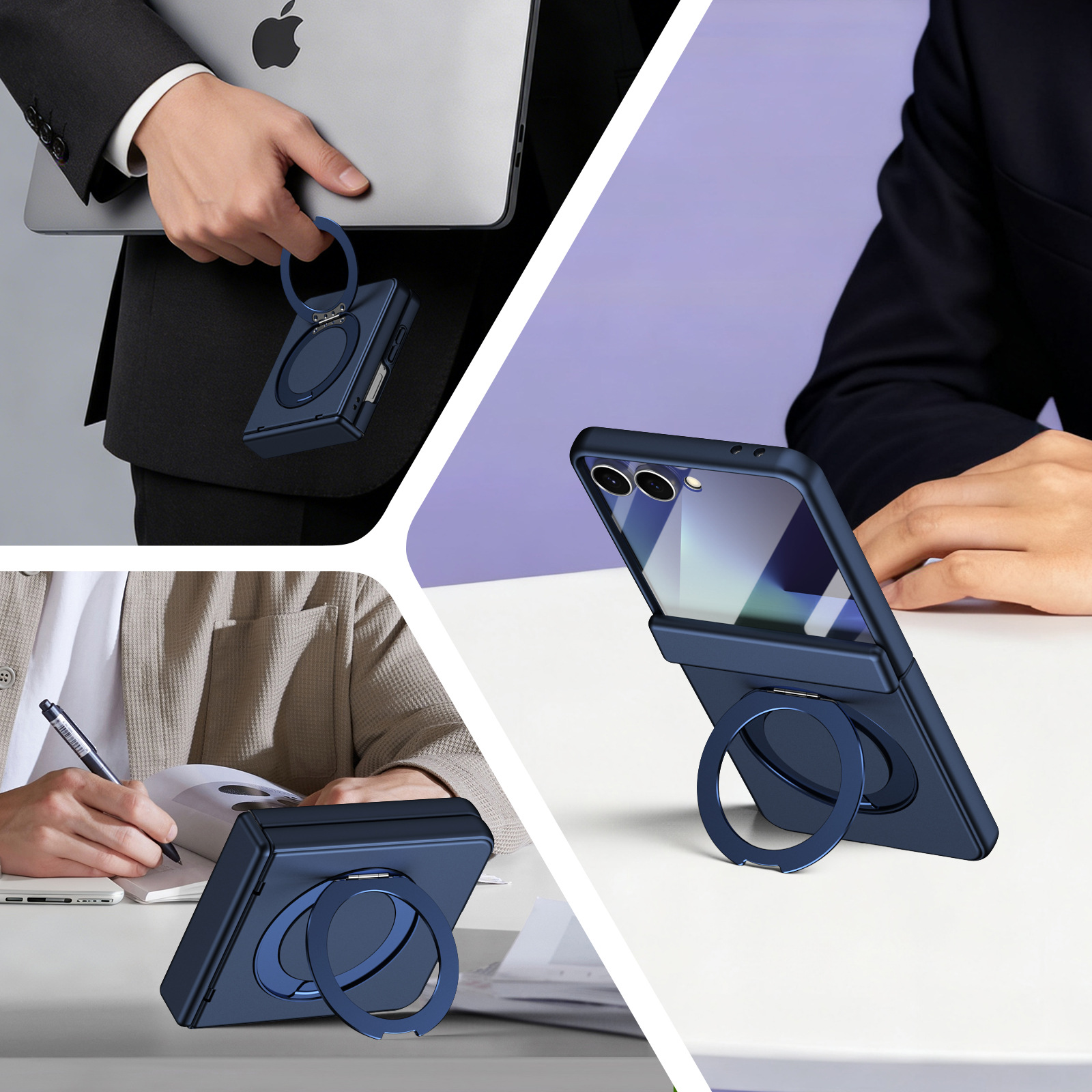 Compatible with Samsung Z Flip 8/7 phone case, 6/5 wireless charging, magnetic 360° rotating stand, case, screen protector, hinge, full coverage.
