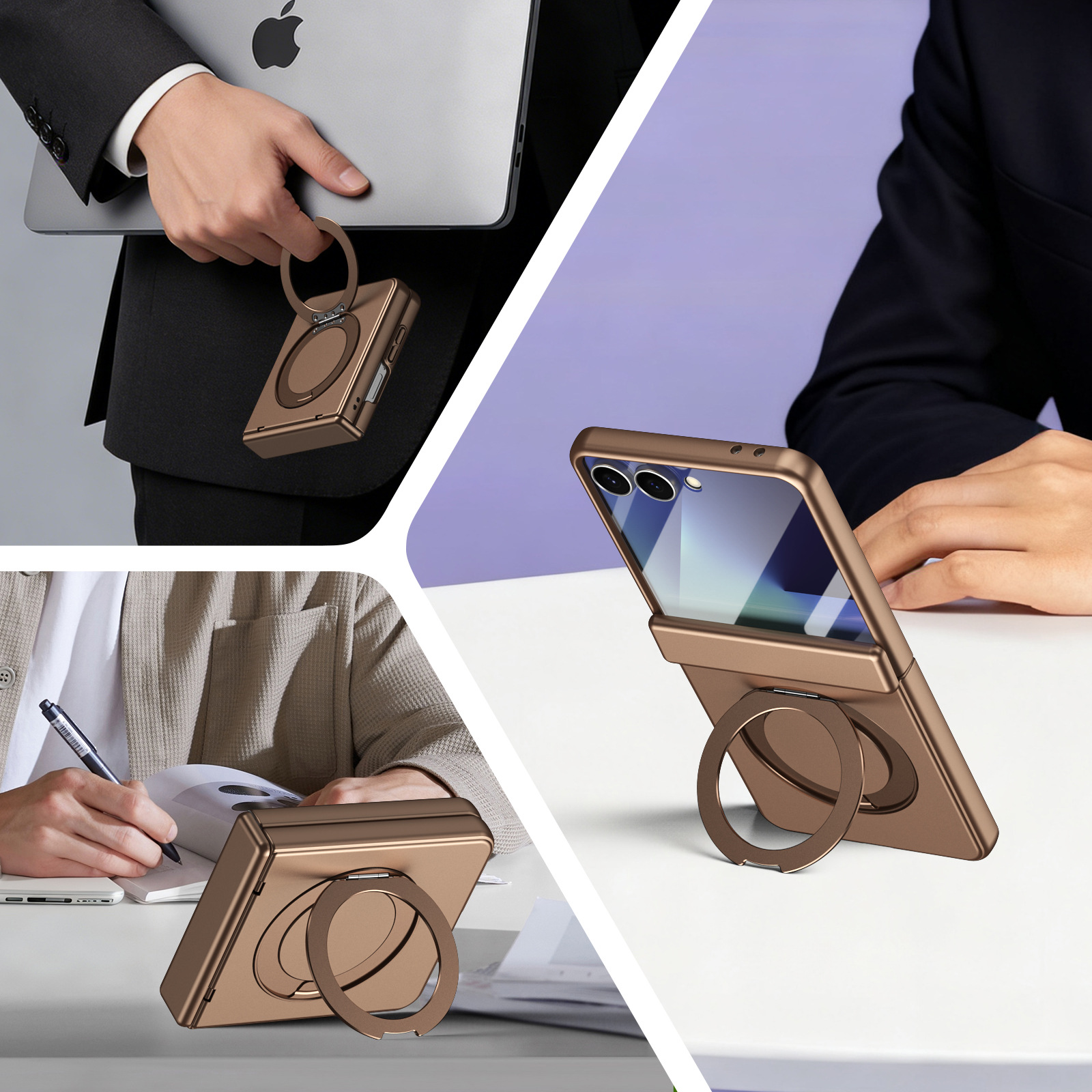 Compatible with Samsung Z Flip 8/7 phone case, 6/5 wireless charging, magnetic 360° rotating stand, case, screen protector, hinge, full coverage.