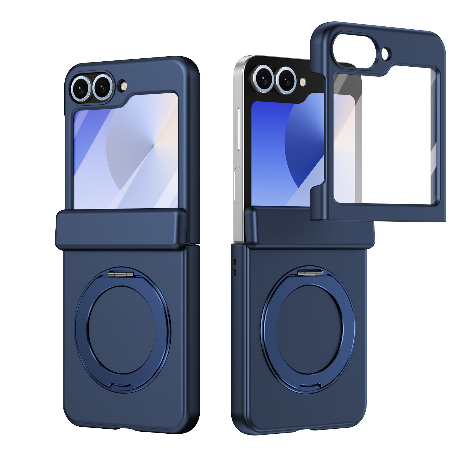 Compatible with Samsung Z Flip 8/7 phone case, 6/5 wireless charging, magnetic 360° rotating stand, case, screen protector, hinge, full coverage.