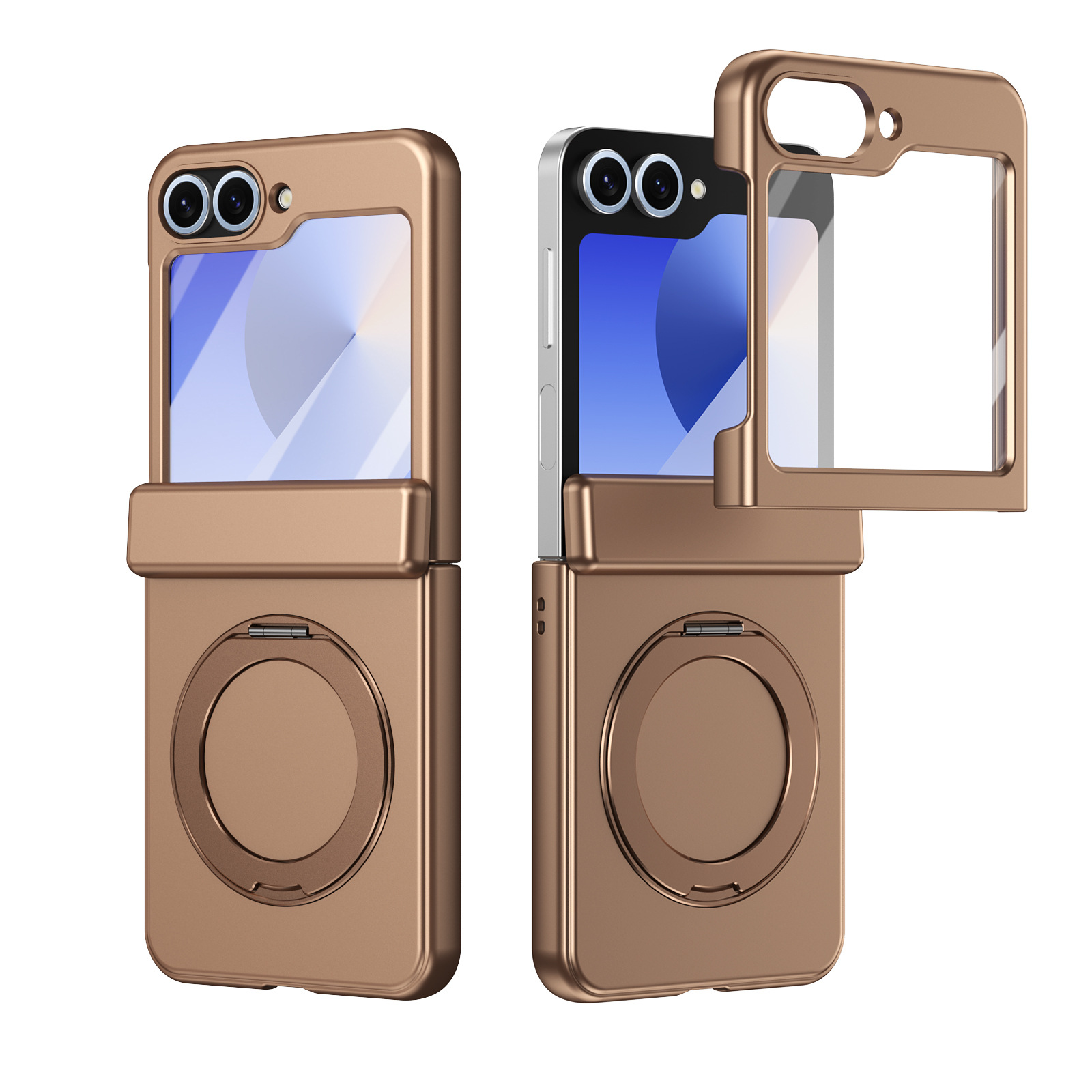 Compatible with Samsung Z Flip 8/7 phone case, 6/5 wireless charging, magnetic 360° rotating stand, case, screen protector, hinge, full coverage.