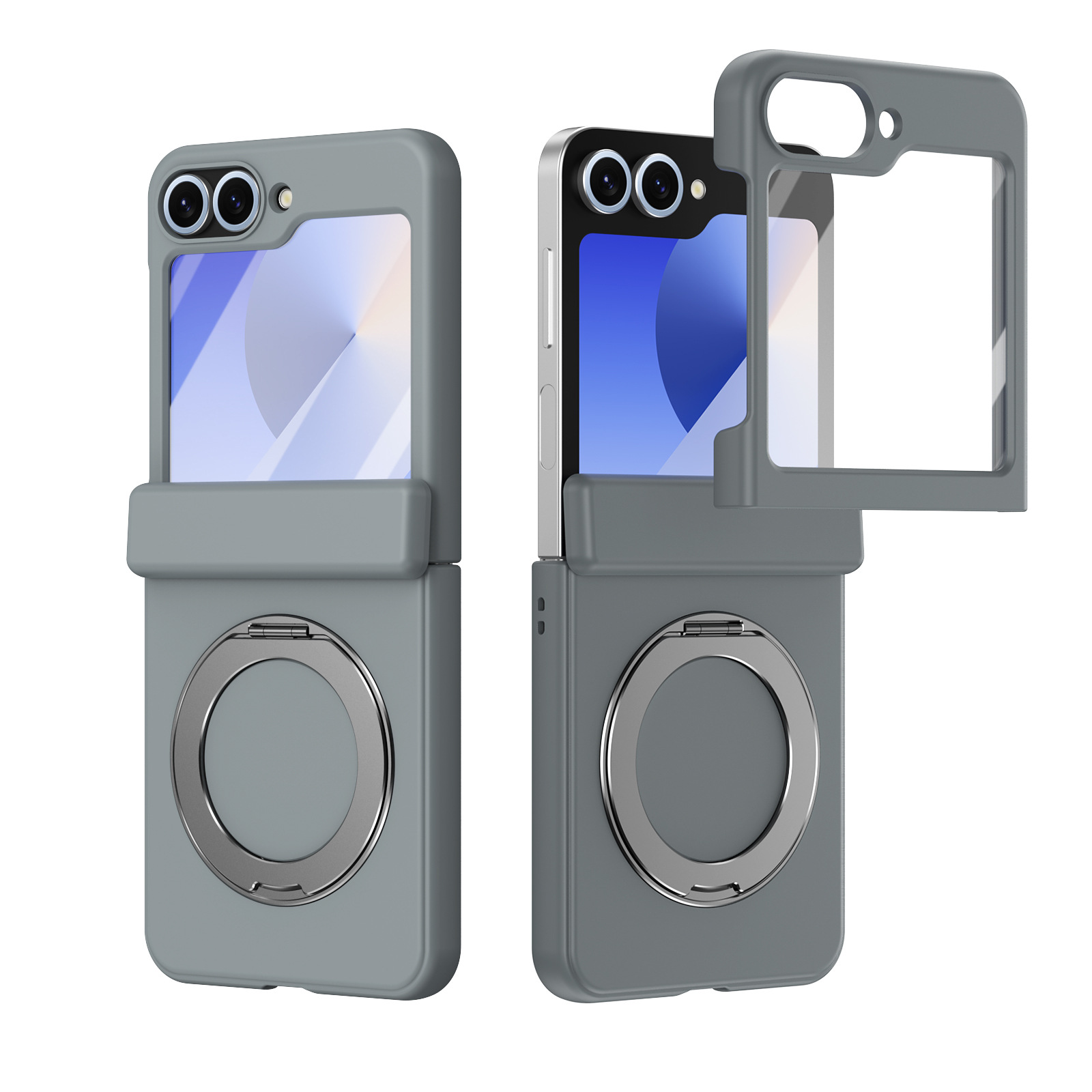 Compatible with Samsung Z Flip 8/7 phone case, 6/5 wireless charging, magnetic 360° rotating stand, case, screen protector, hinge, full coverage.