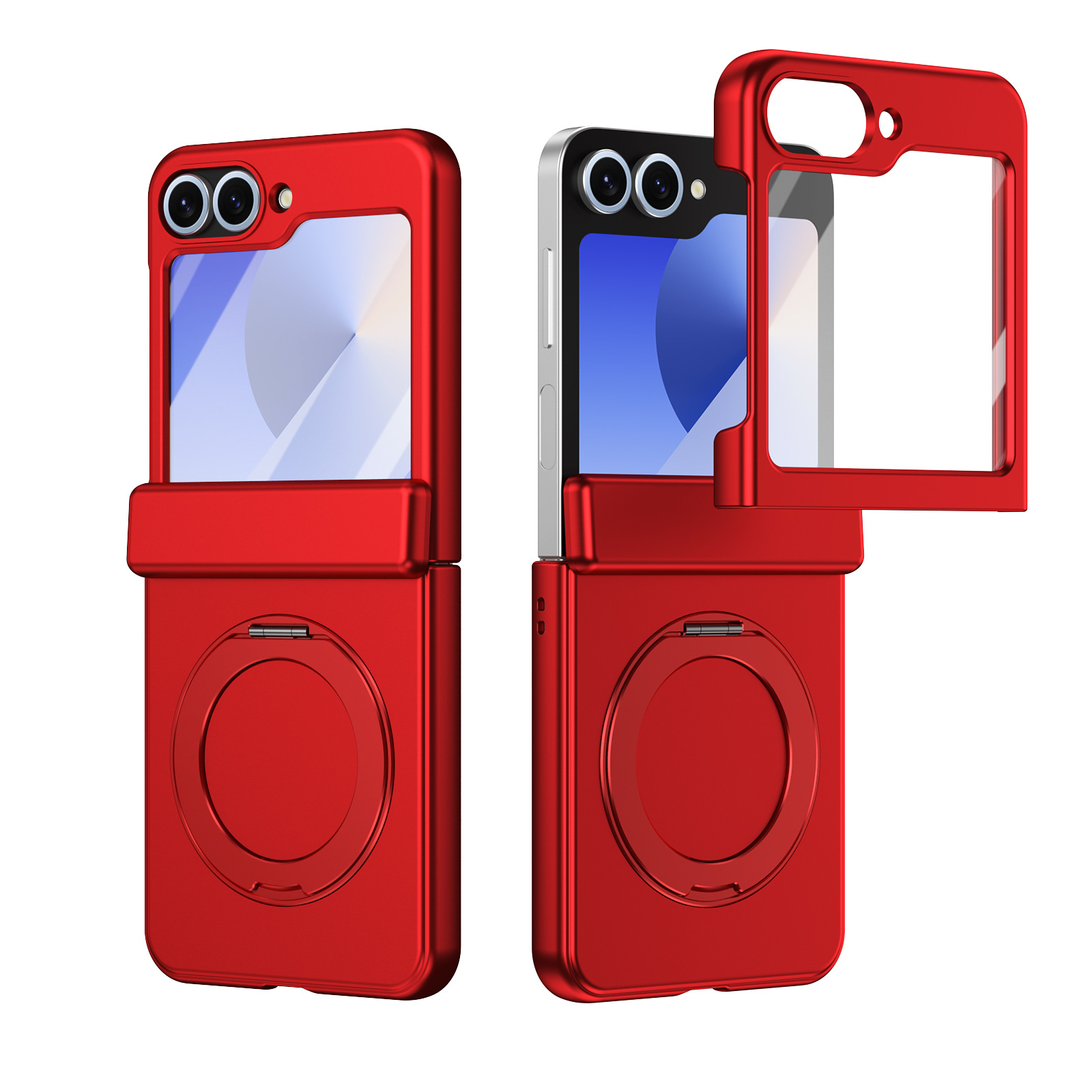 Compatible with Samsung Z Flip 8/7 phone case, 6/5 wireless charging, magnetic 360° rotating stand, case, screen protector, hinge, full coverage.