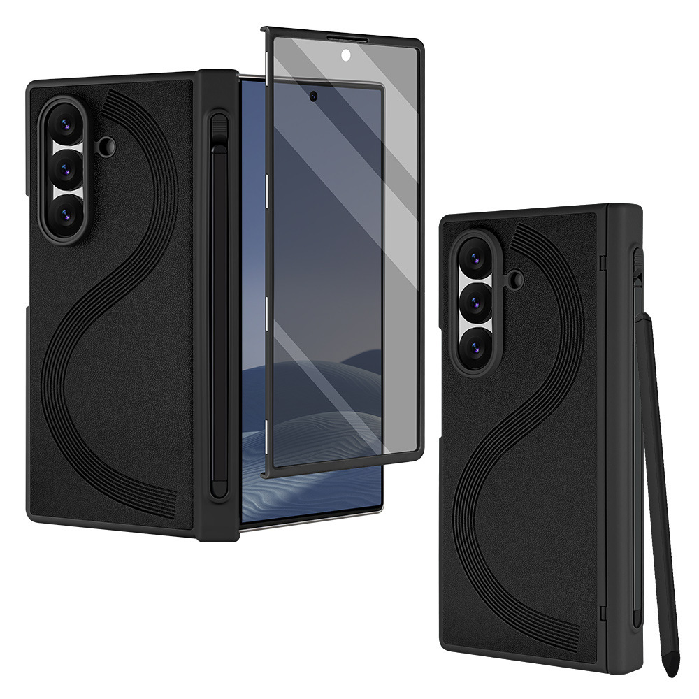 Compatible with Samsung Z Fold7/6 phone case, magnetic hinge, pen slot, includes pen, privacy screen protector, full-coverage protective case, cross-border e-commerce.