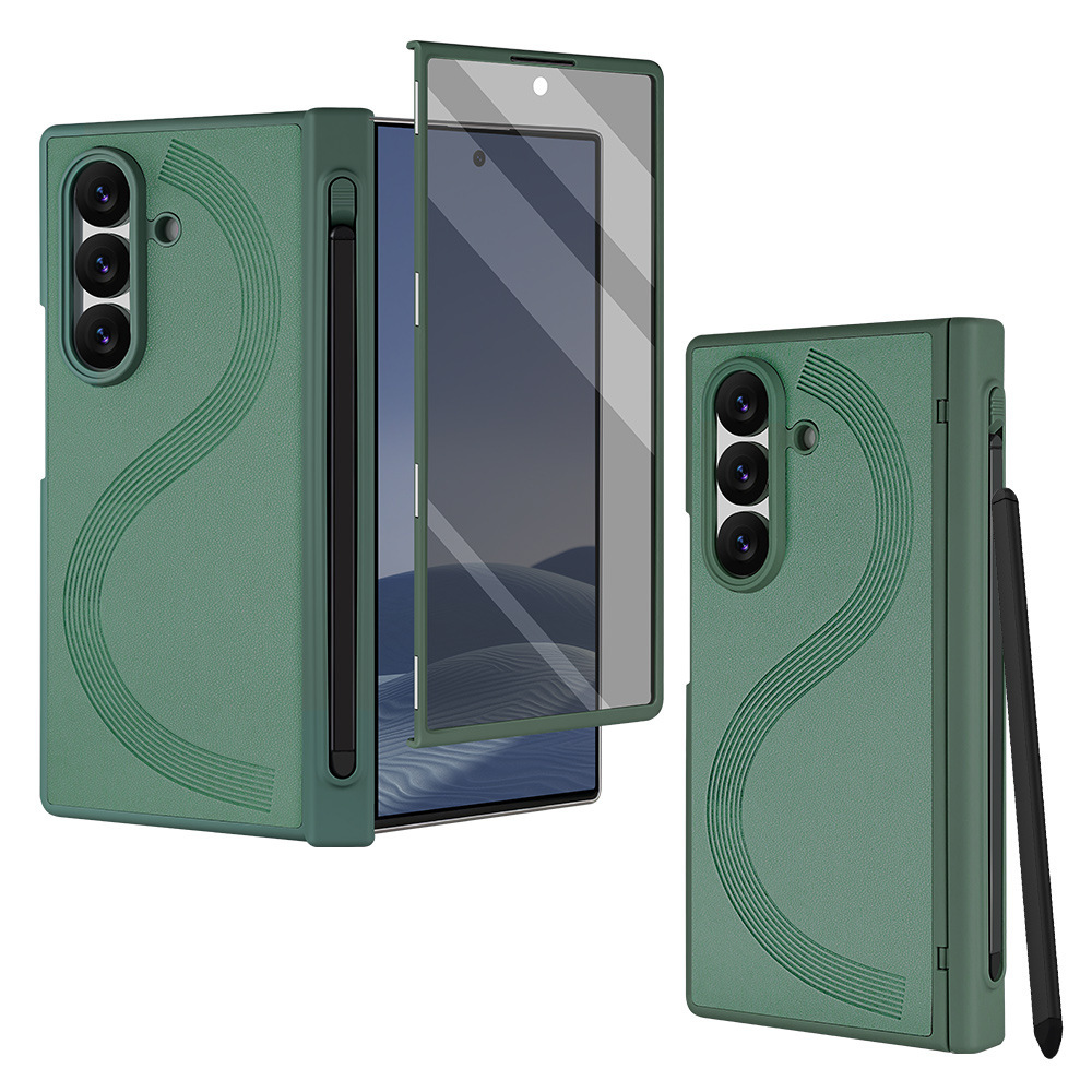 Compatible with Samsung Z Fold7/6 phone case, magnetic hinge, pen slot, includes pen, privacy screen protector, full-coverage protective case, cross-border e-commerce.