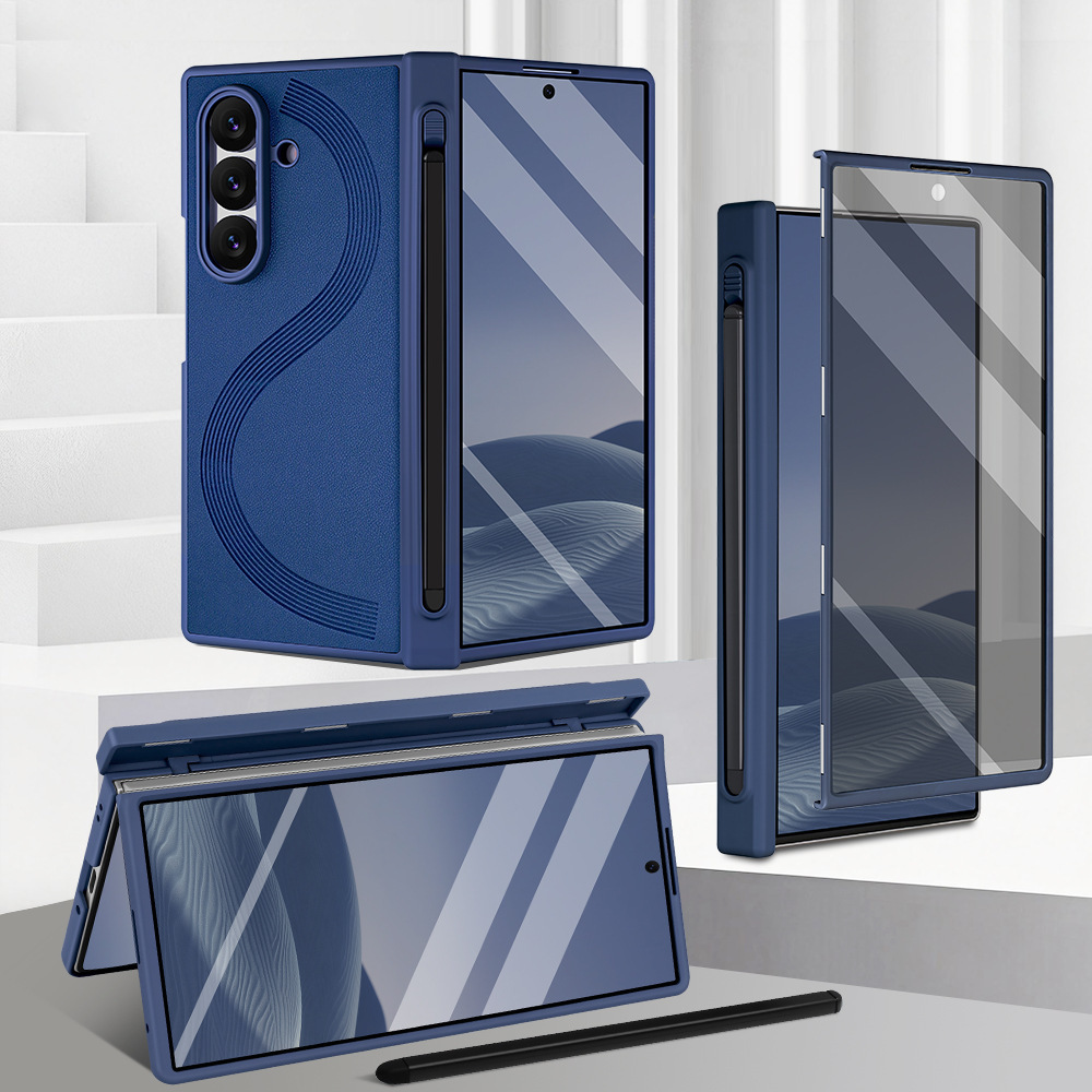 Compatible with Samsung Z Fold7/6 phone case, magnetic hinge, pen slot, includes pen, privacy screen protector, full-coverage protective case, cross-border e-commerce.