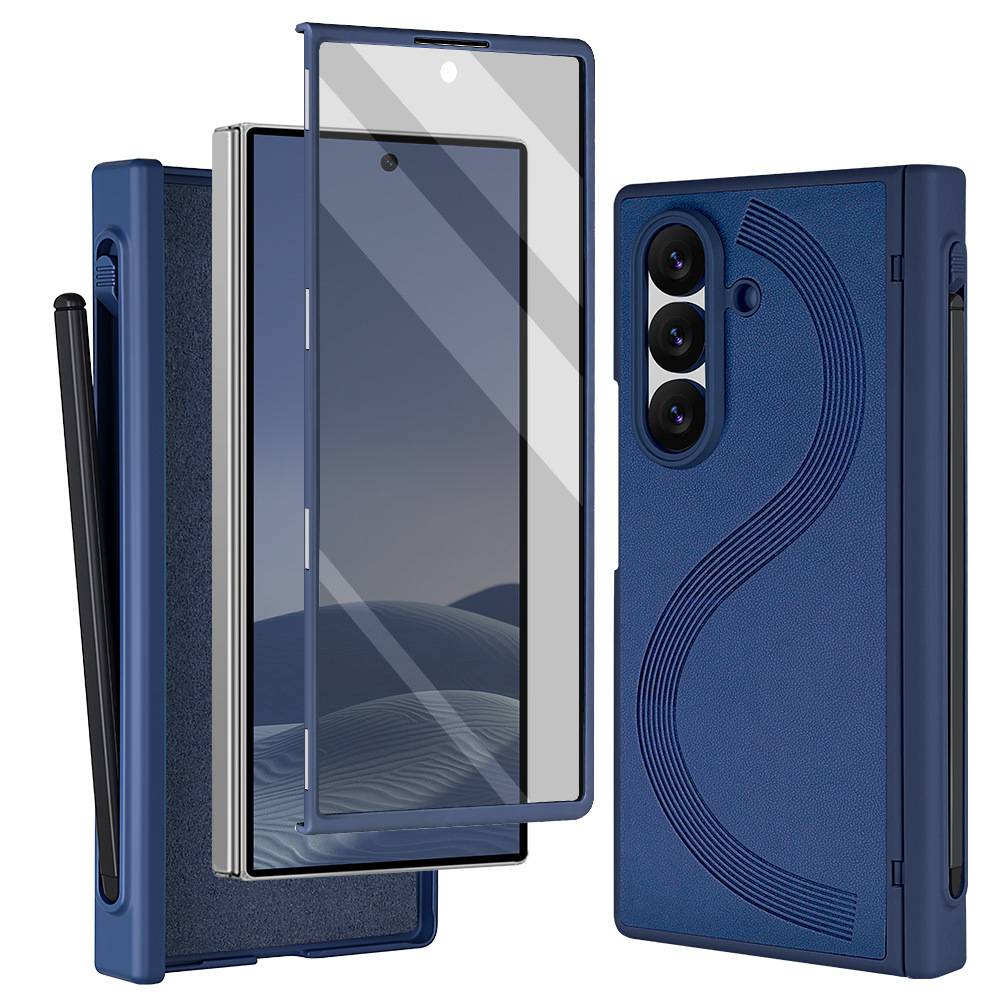 Compatible with Samsung Z Fold7/6 phone case, magnetic hinge, pen slot, includes pen, privacy screen protector, full-coverage protective case, cross-border e-commerce.