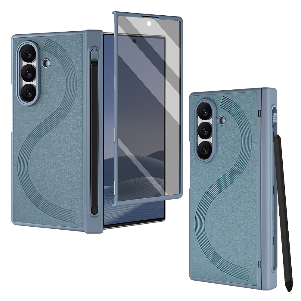 Compatible with Samsung Z Fold7/6 phone case, magnetic hinge, pen slot, includes pen, privacy screen protector, full-coverage protective case, cross-border e-commerce.